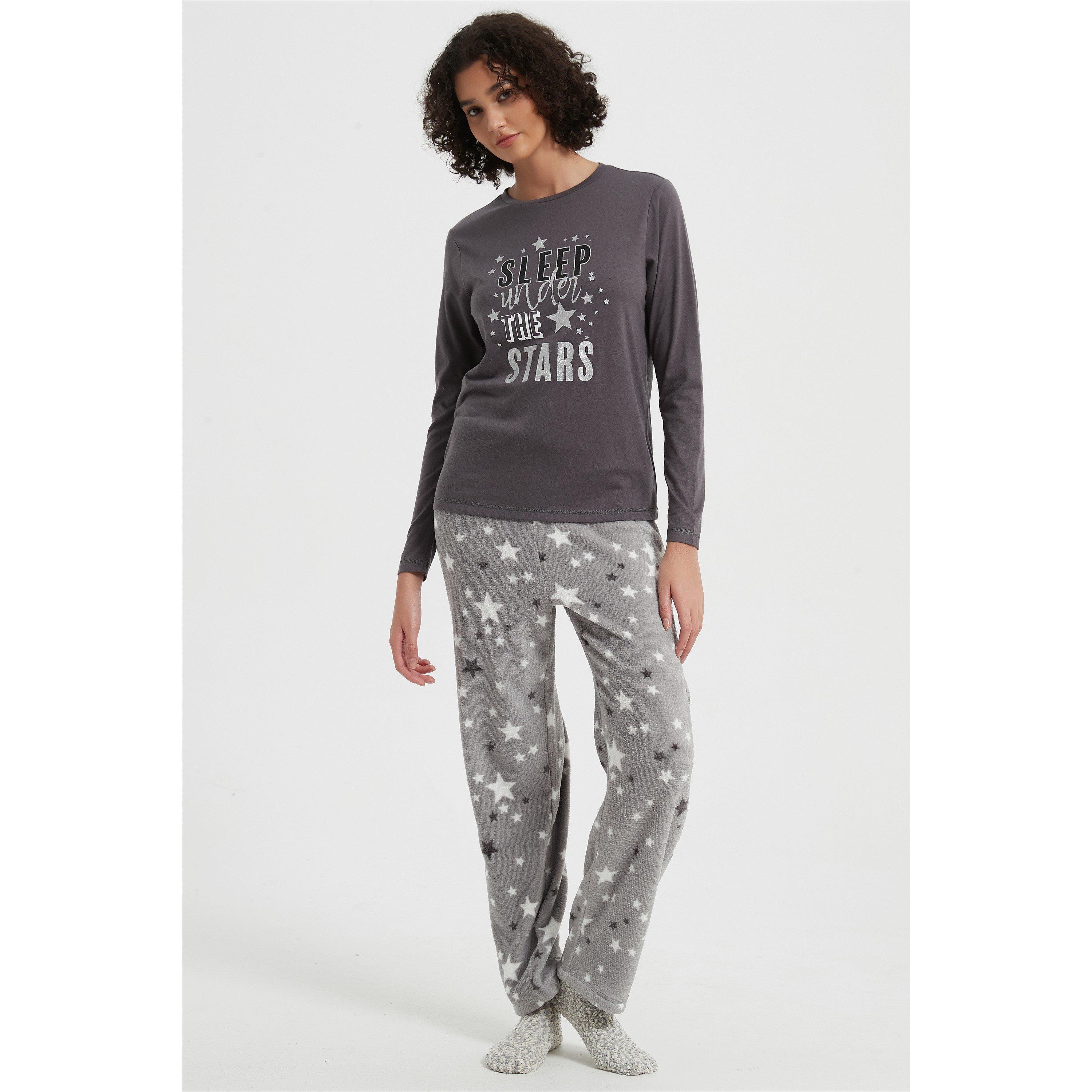 Grey - Linea - Women's Long-Sleeve Pyjama Set - 1