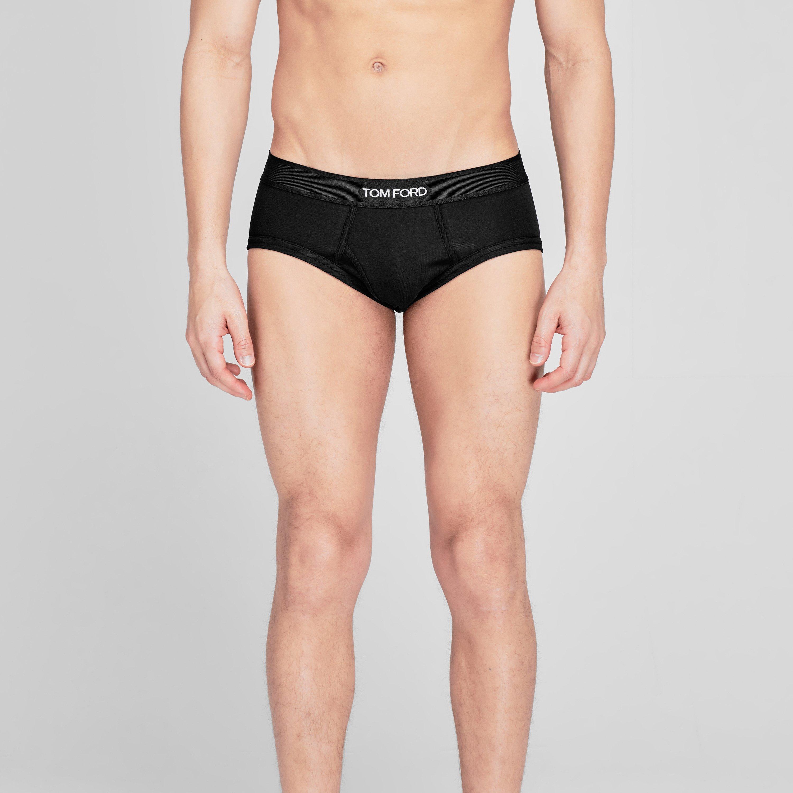 Black 002 - Tom Ford - Men's Logo Cotton Briefs - 2