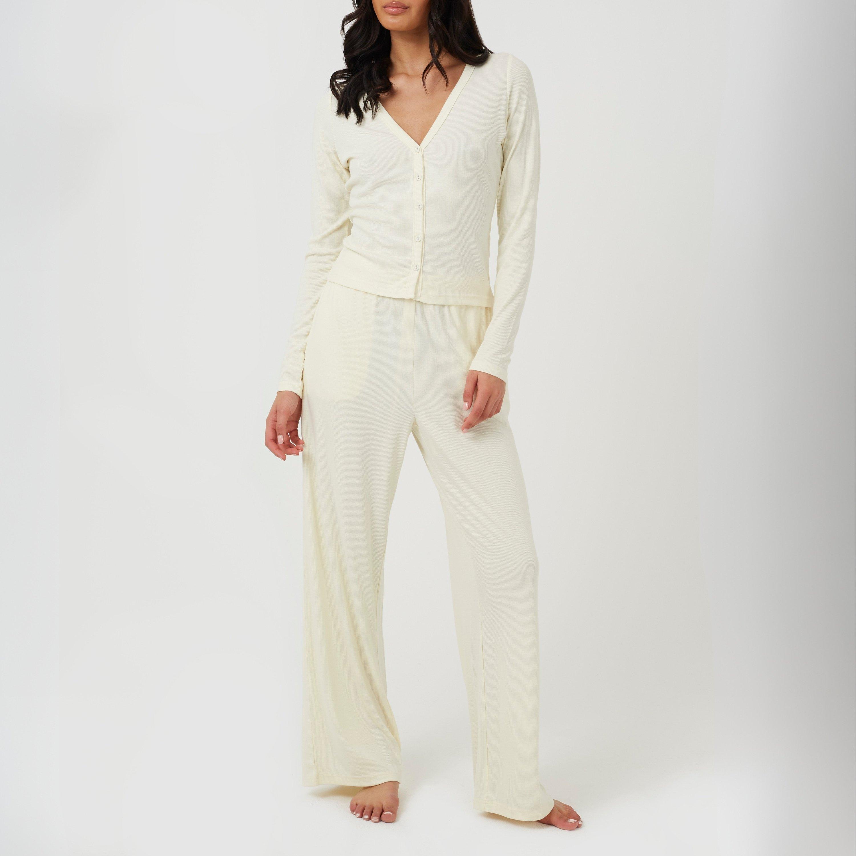 Brave Soul Women's Soft Touch Button Pyjama Set - Butter Yellow - 12 (M)