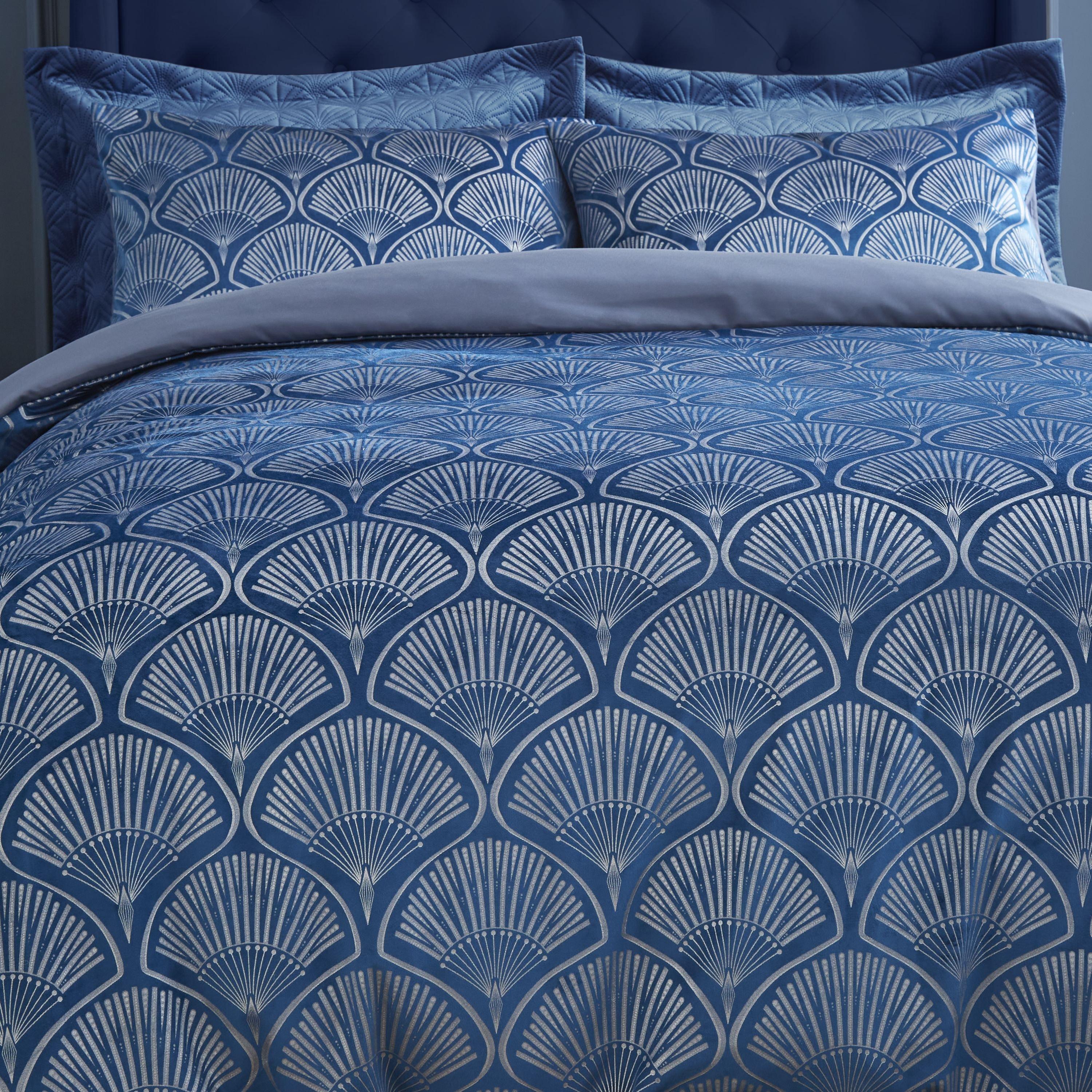Navy Blue - Catherine Lansfield - Deco Pearl Duvet Cover Set - 3