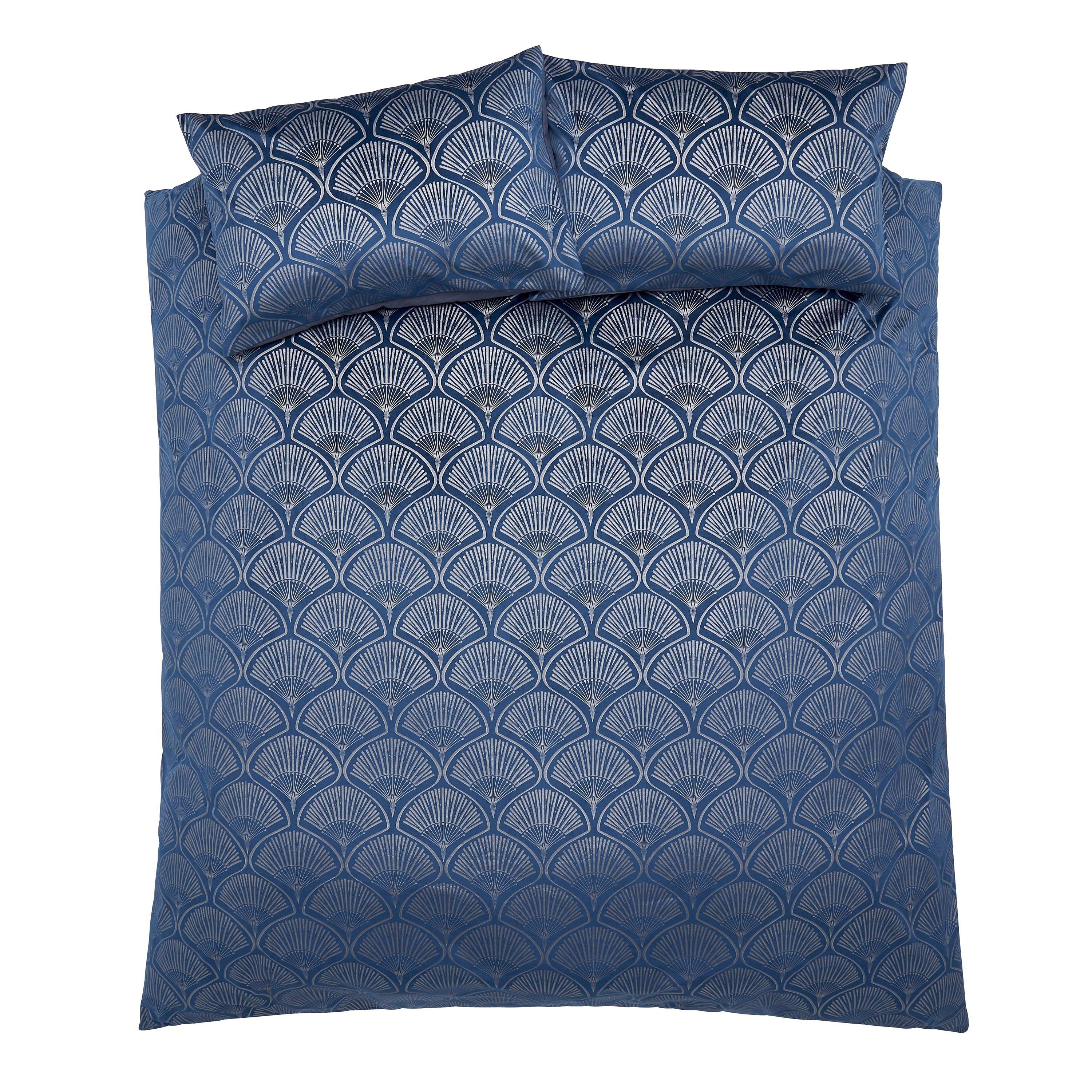 Navy Blue - Catherine Lansfield - Deco Pearl Duvet Cover Set - 5