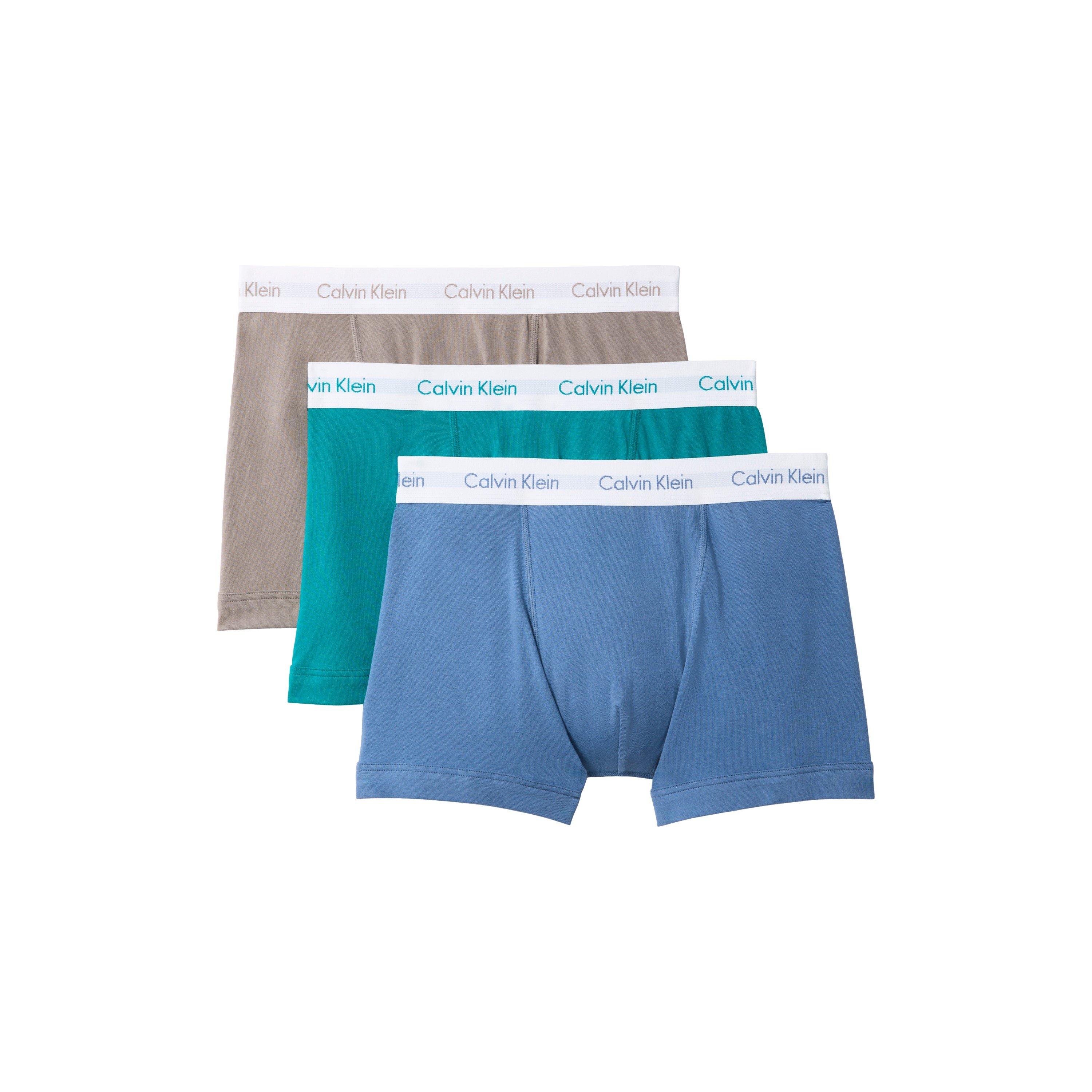 Calvin Klein 3-Pack Cotton Stretch Boxer Shorts - Blu/Grn/GryWB - Small