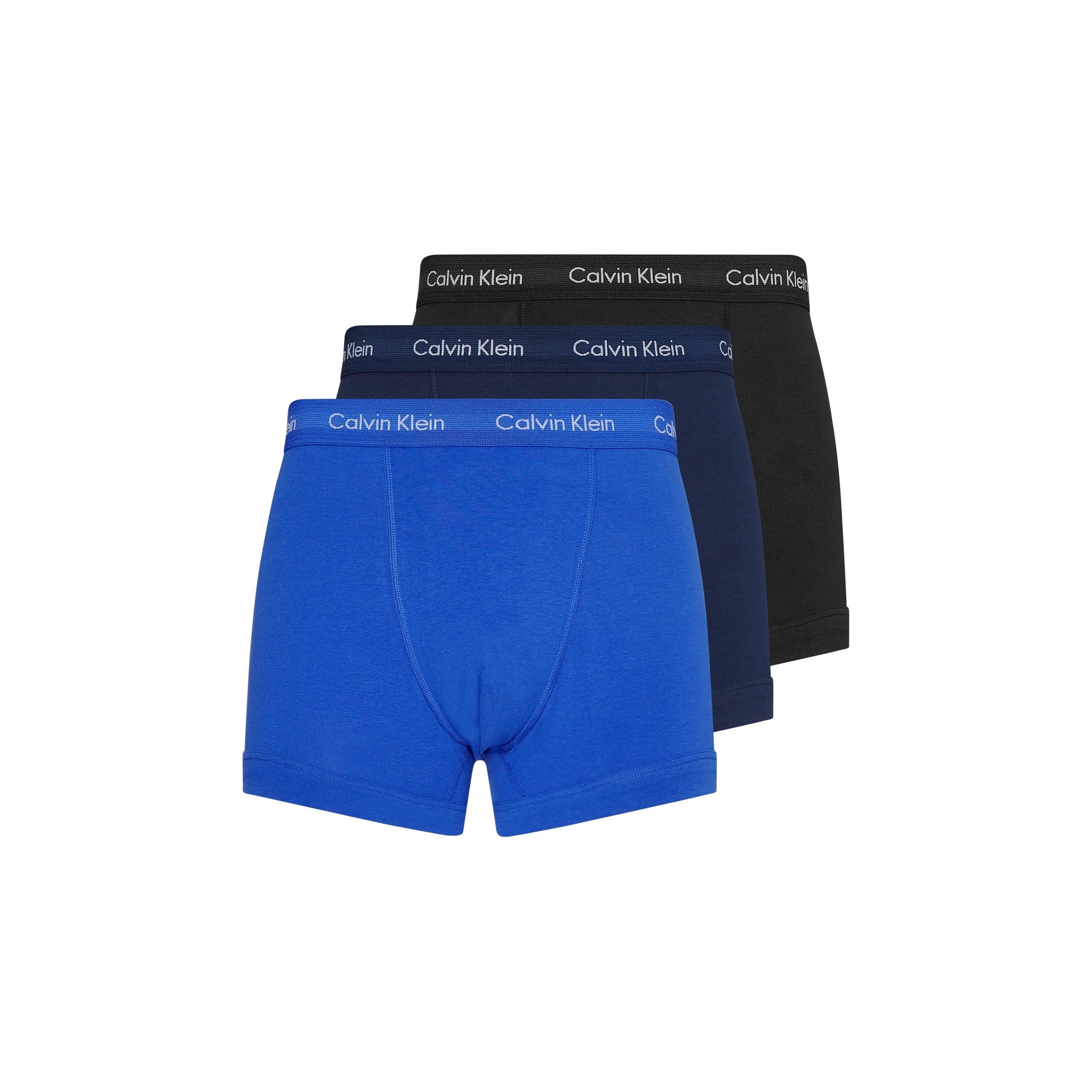 Calvin Klein Men's 3-Pack Cotton Stretch Boxer Shorts - Blk/Blu/Nvy - Large