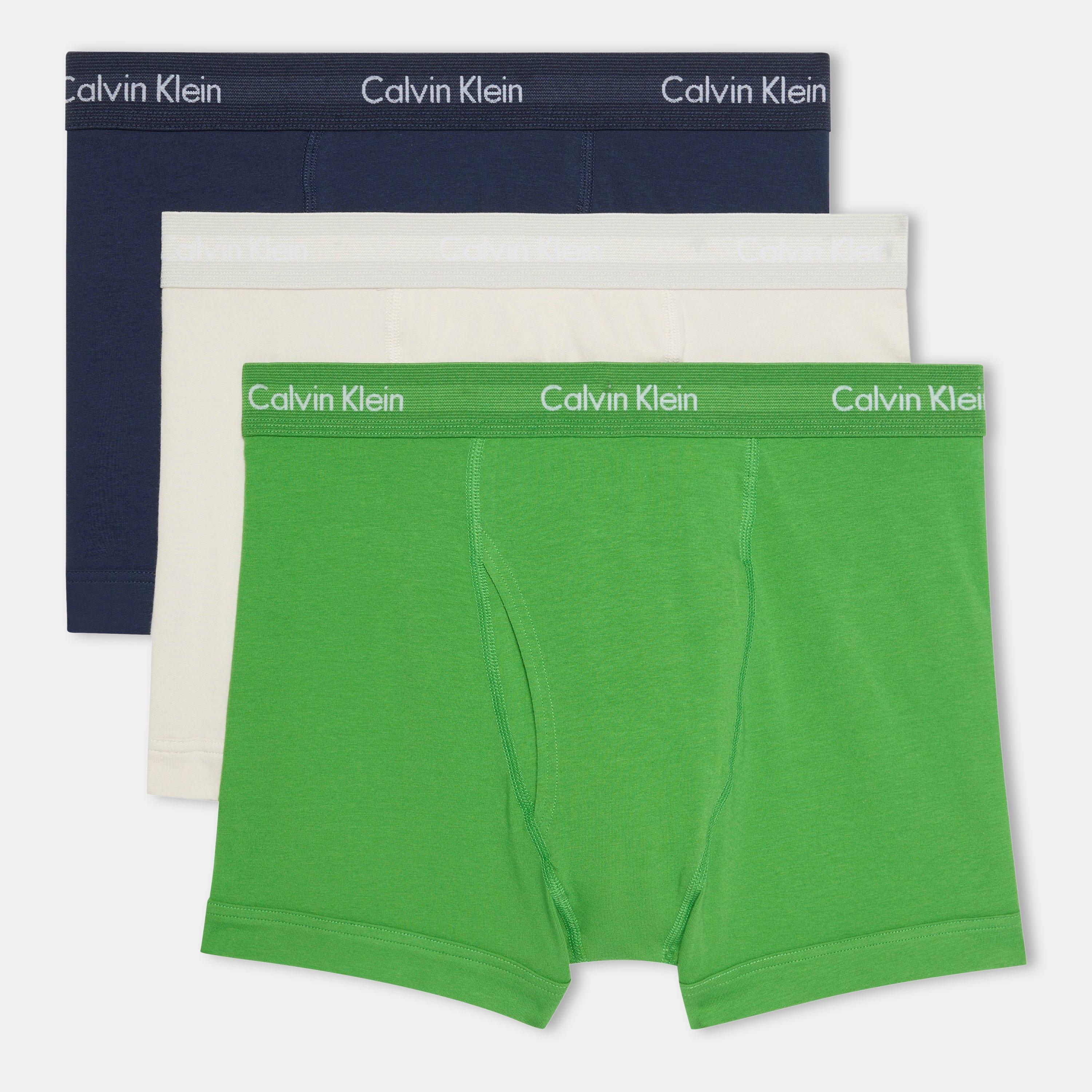 Calvin Klein 3-Pack Cotton Stretch Boxer Shorts - Blu/Grn/Wht - Medium