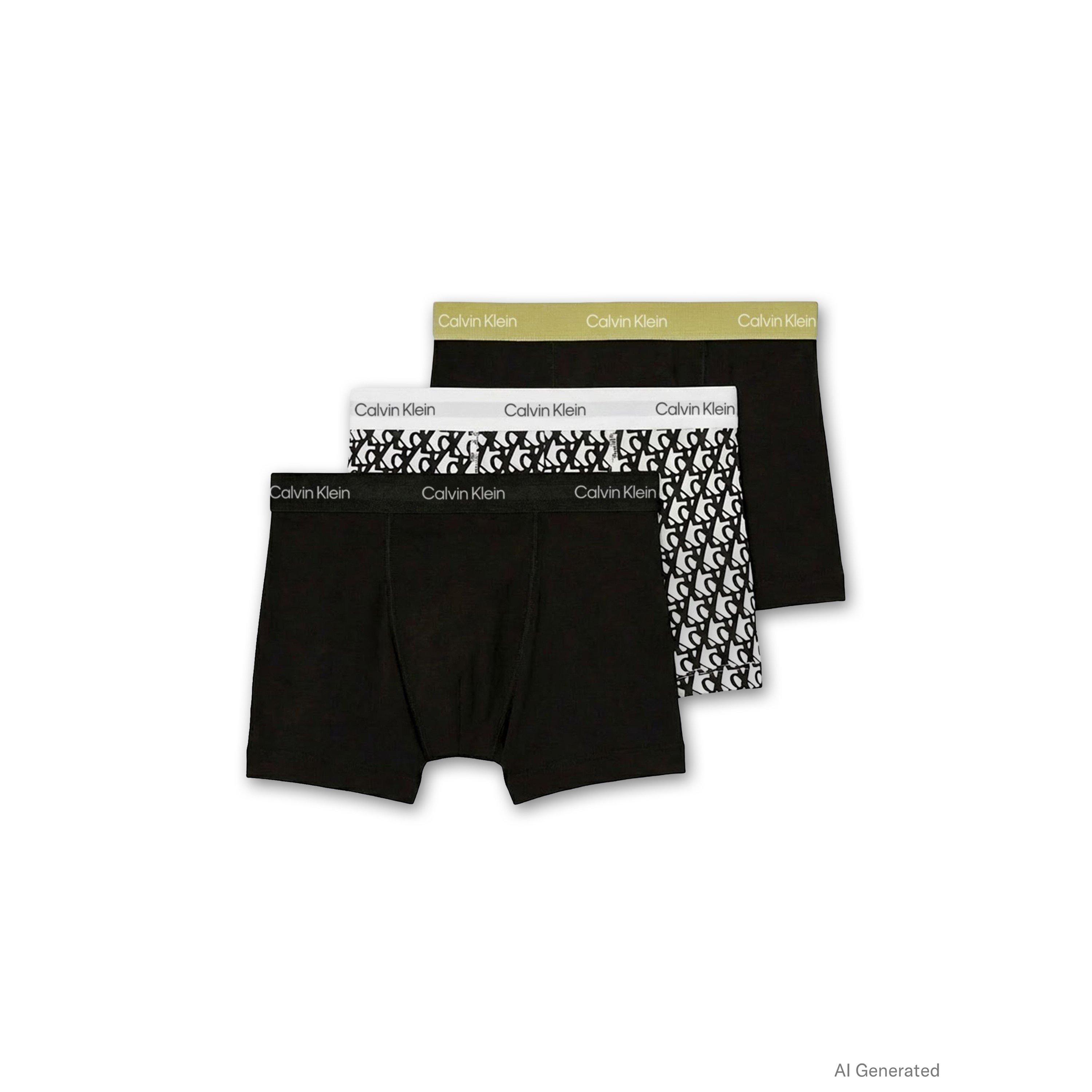 Calvin Klein Men's 3-Pack Cotton Stretch Boxer Shorts - Blk/Grn/Mono - Small