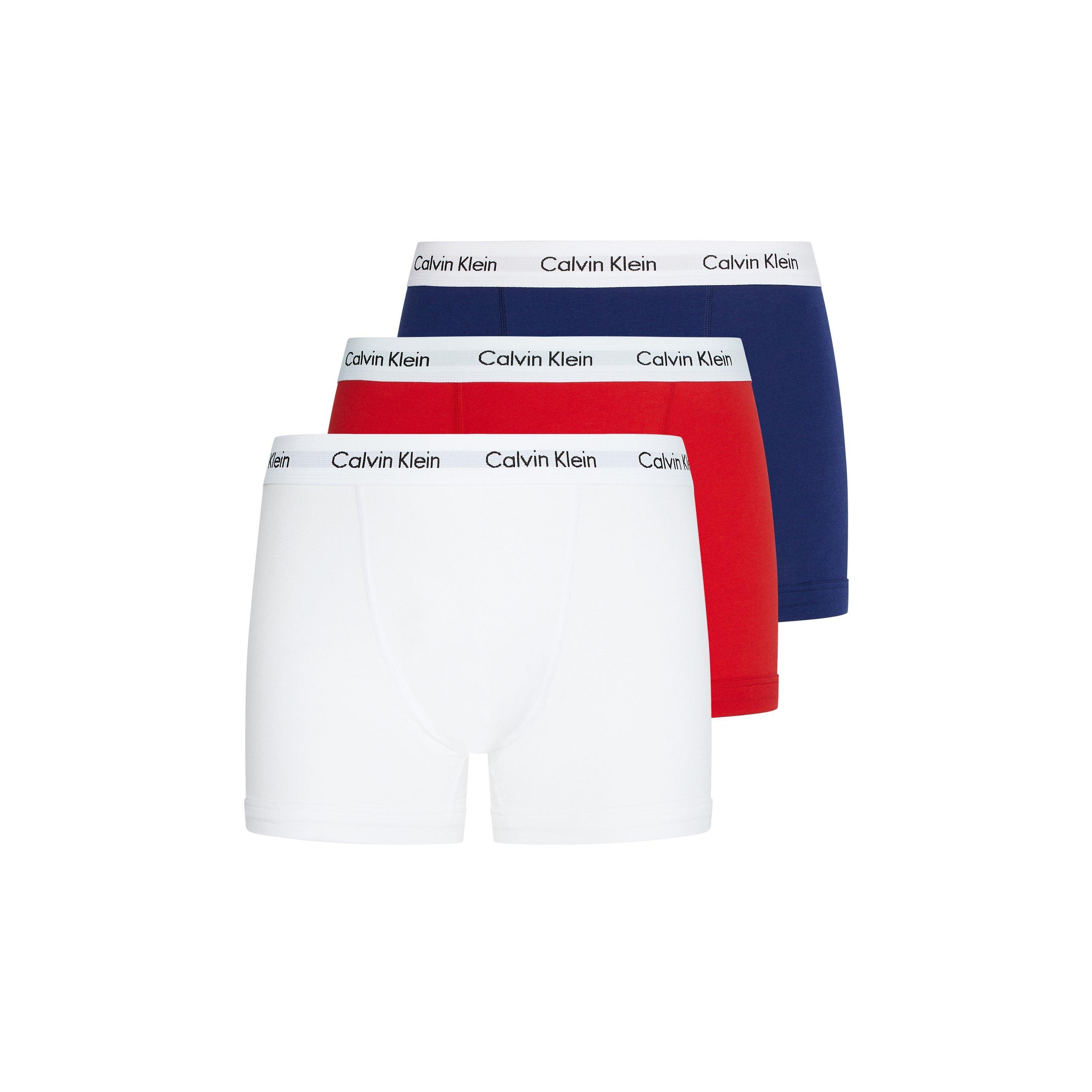 Calvin Klein Men's 3-Pack Cotton Stretch Boxer Shorts - Nvy/Wht/Red - Medium