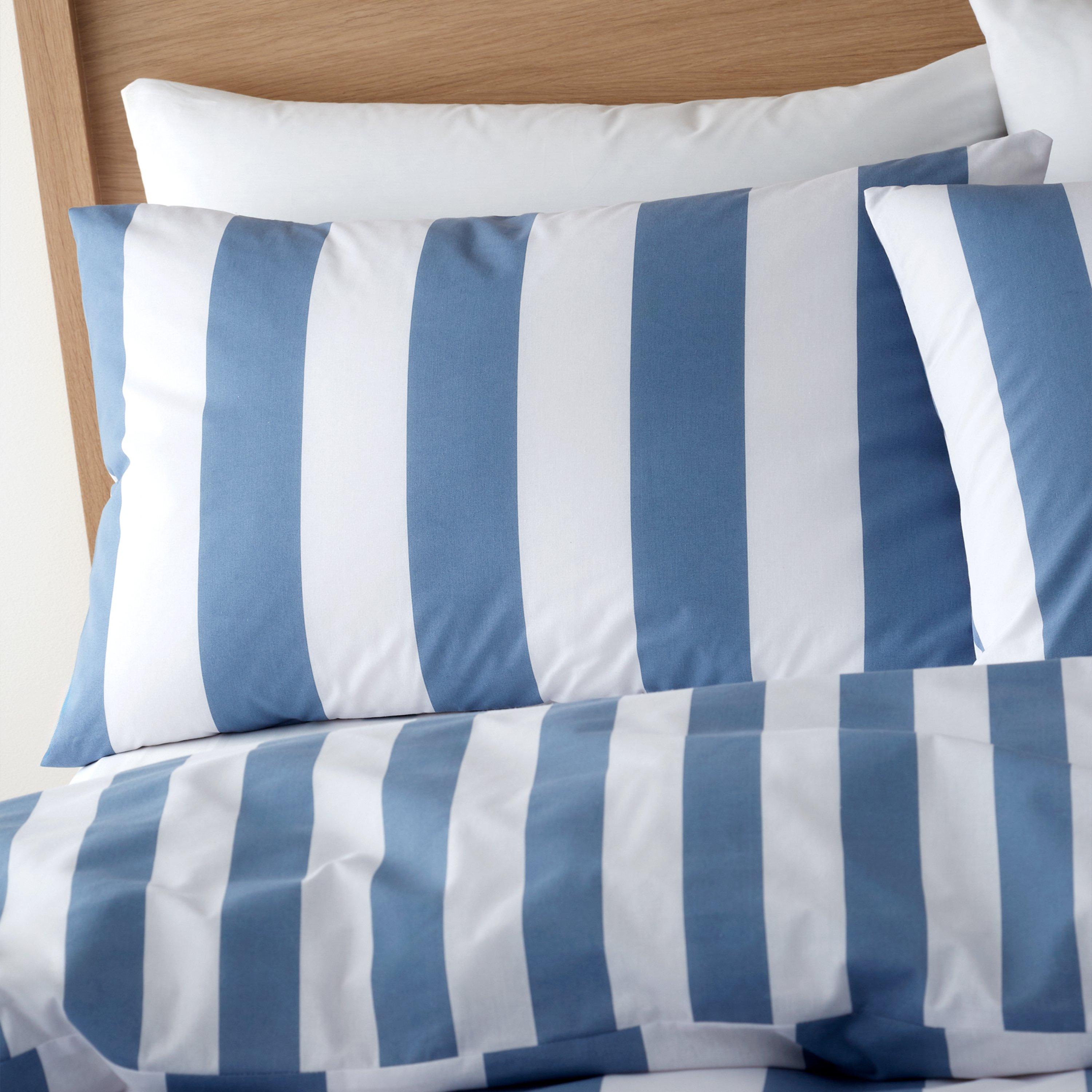 Blue - Catherine Lansfield - Cove Stripe Reversible Duvet Cover Set - 3
