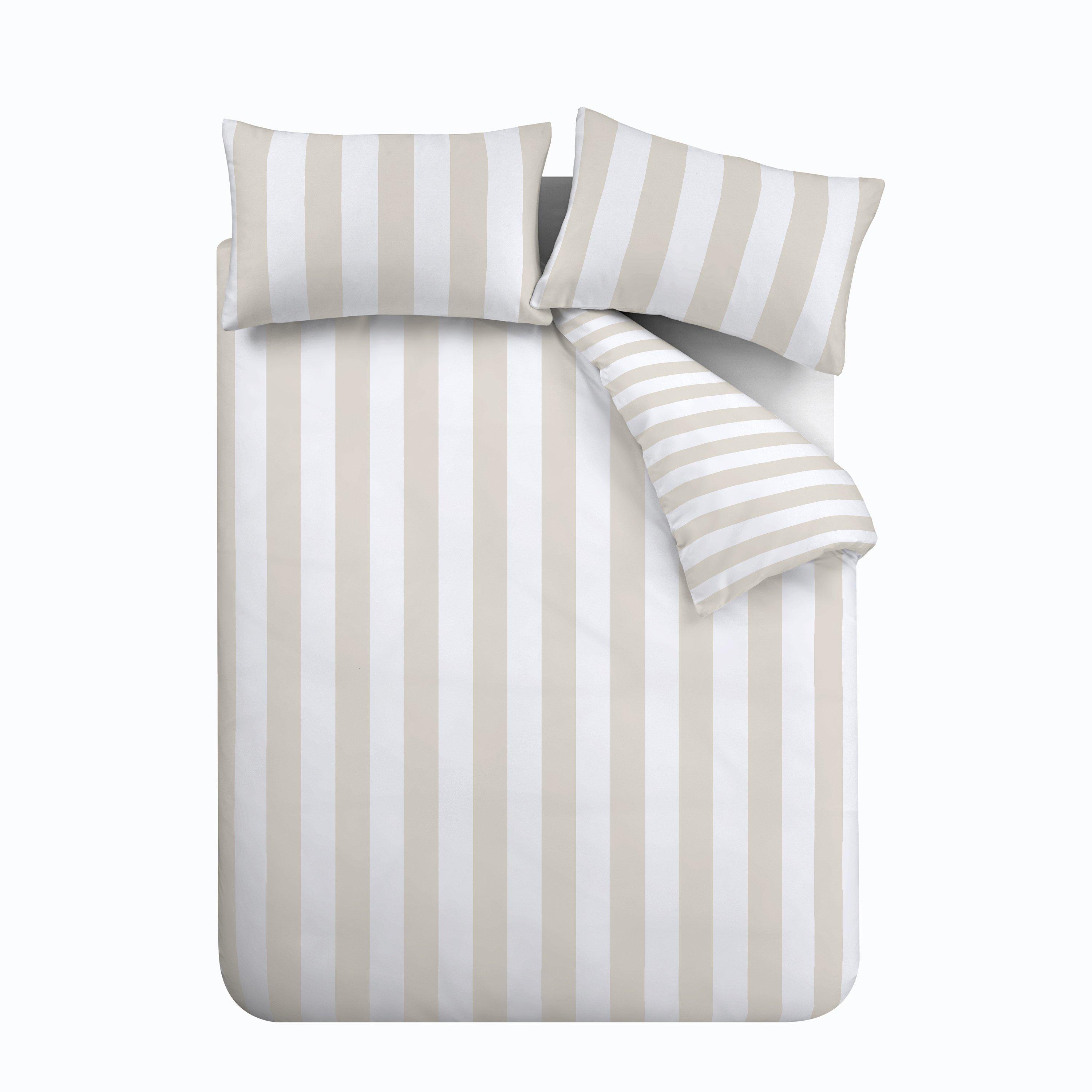 Natural - Catherine Lansfield - Cove Stripe Reversible Duvet Cover Set - 5