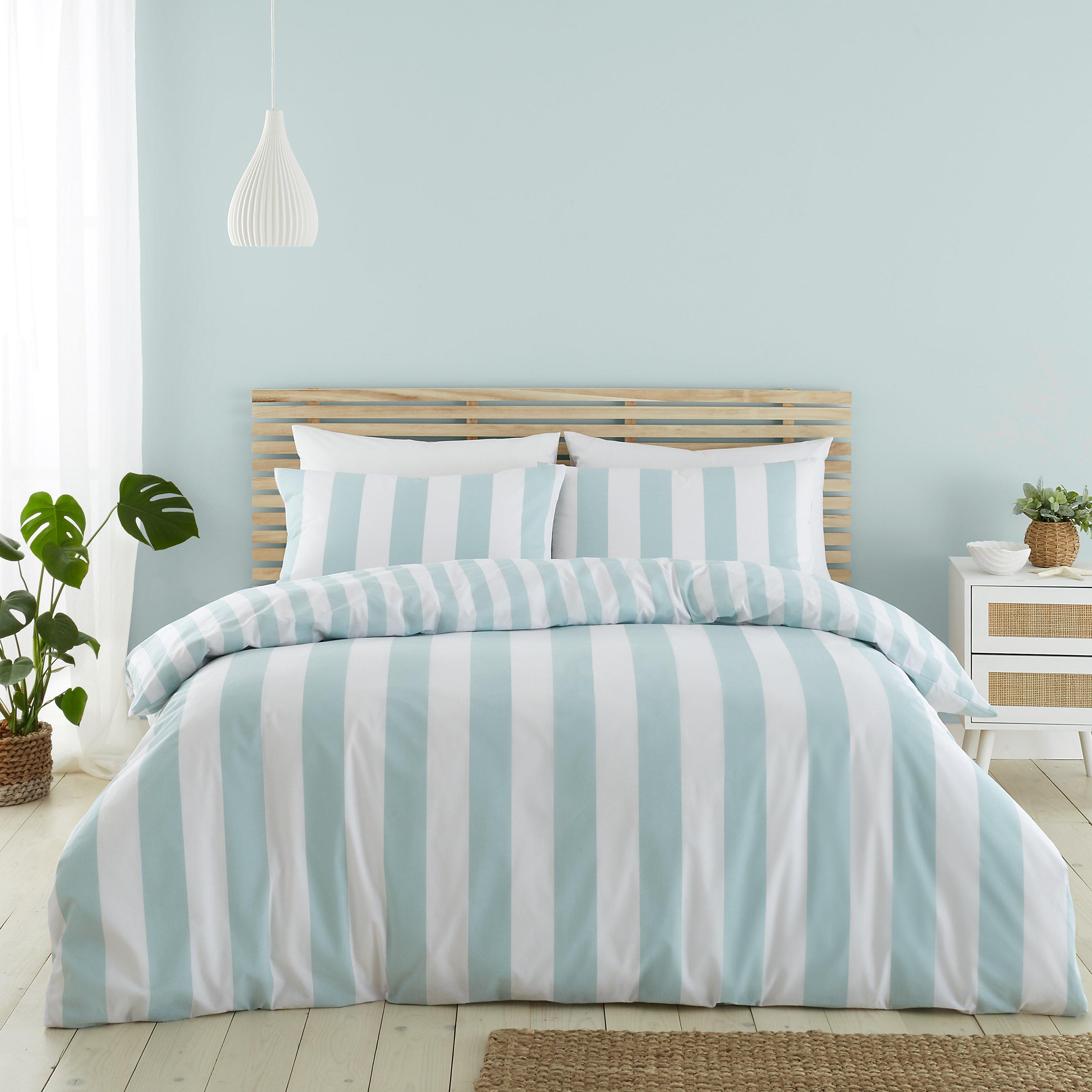Seafoam Blue - Catherine Lansfield - Cove Stripe Reversible Duvet Cover Set - 1
