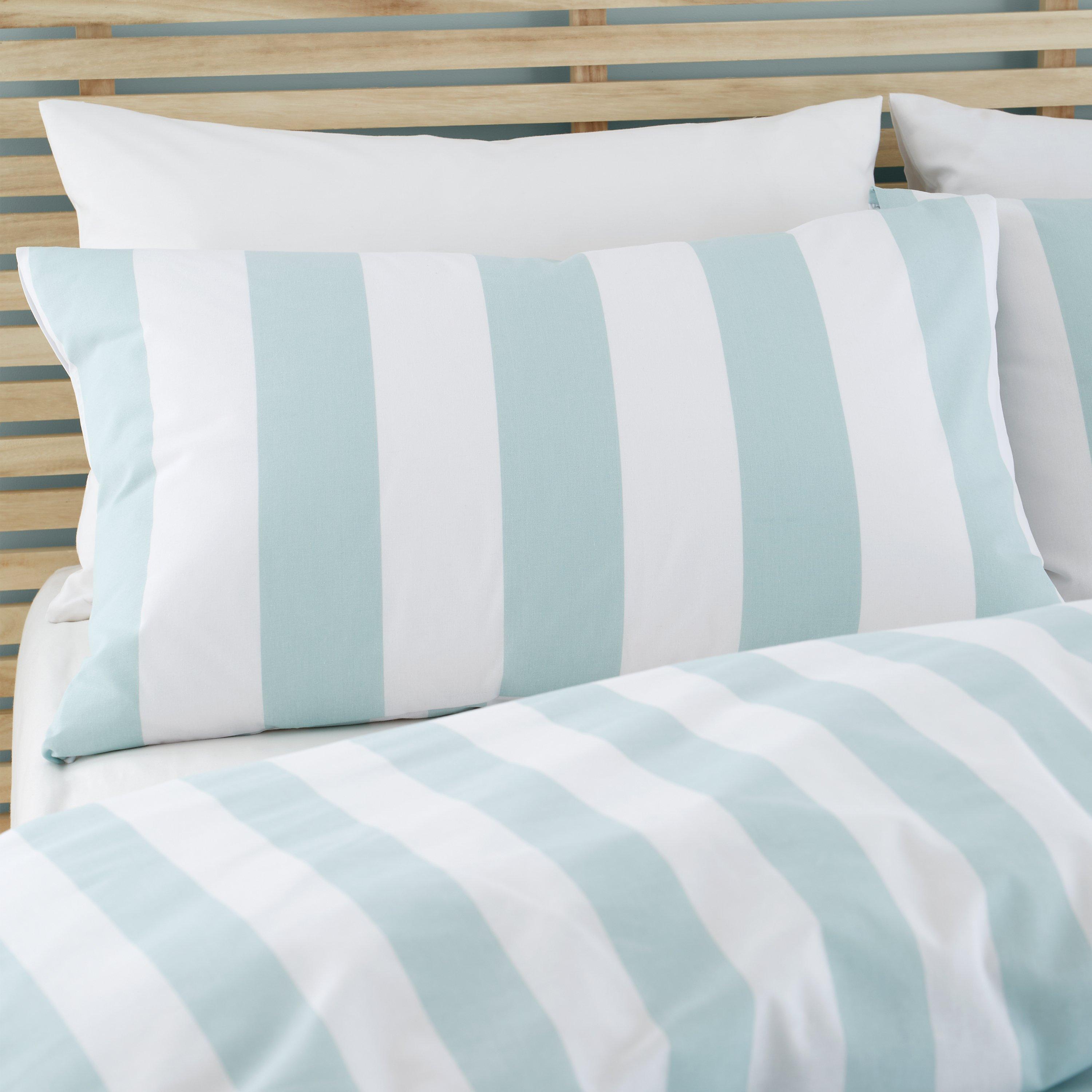 Seafoam Blue - Catherine Lansfield - Stripe Reversible Duvet Cover Set - 3