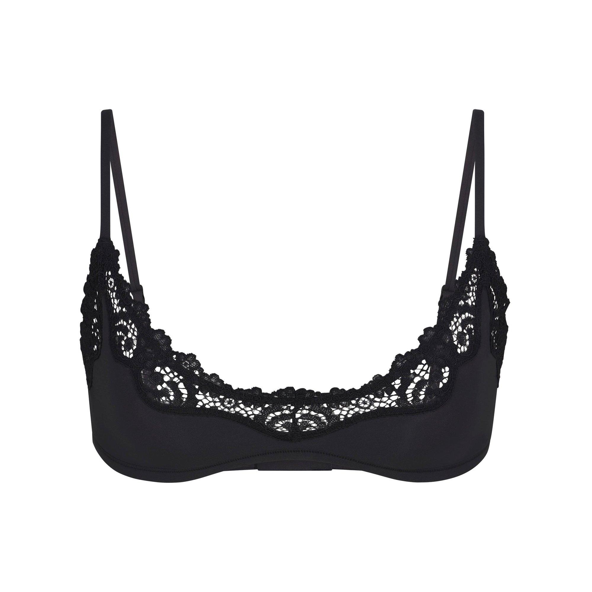 SKIMS Womens Fits Everybody Lace Scoop Bralette - Onyx - Size 18 (2XL)