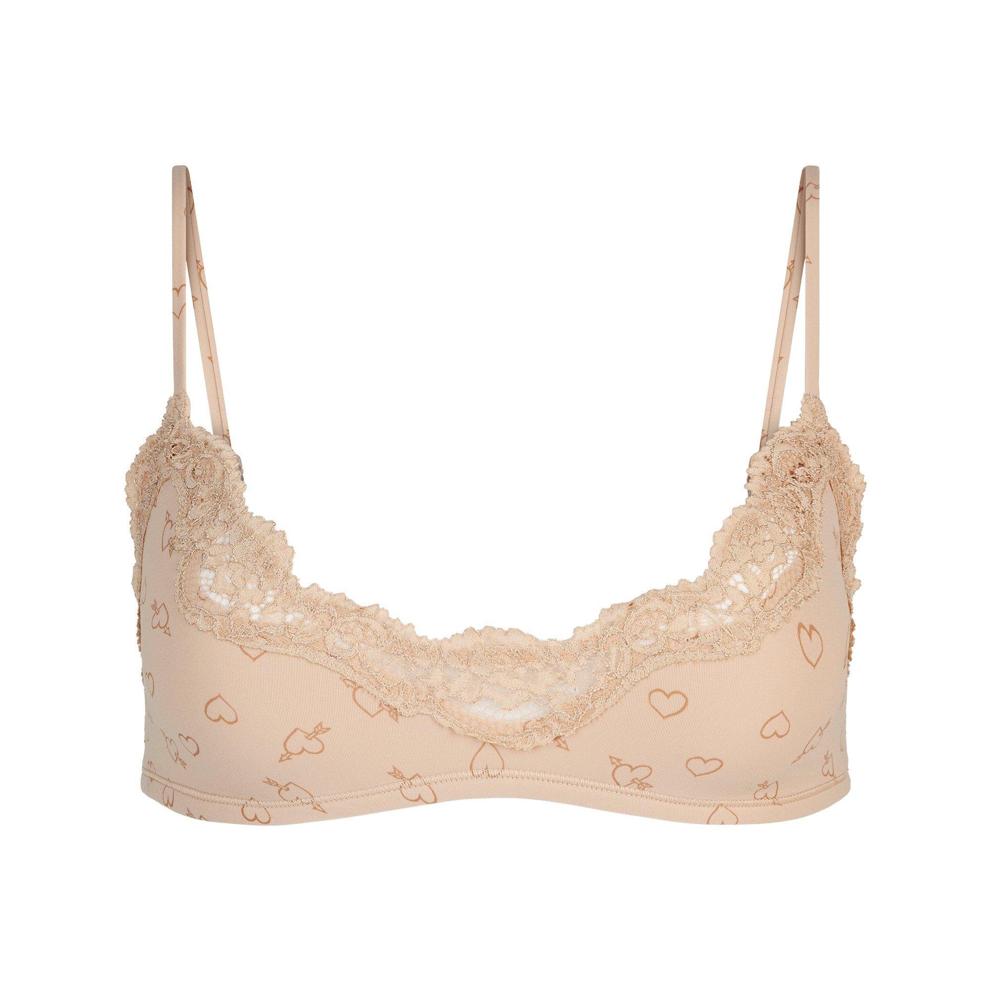 SKIMS Womens Fits Everybody Lace Scoop Bralette - Mica Hearts - Size 16 (XL)
