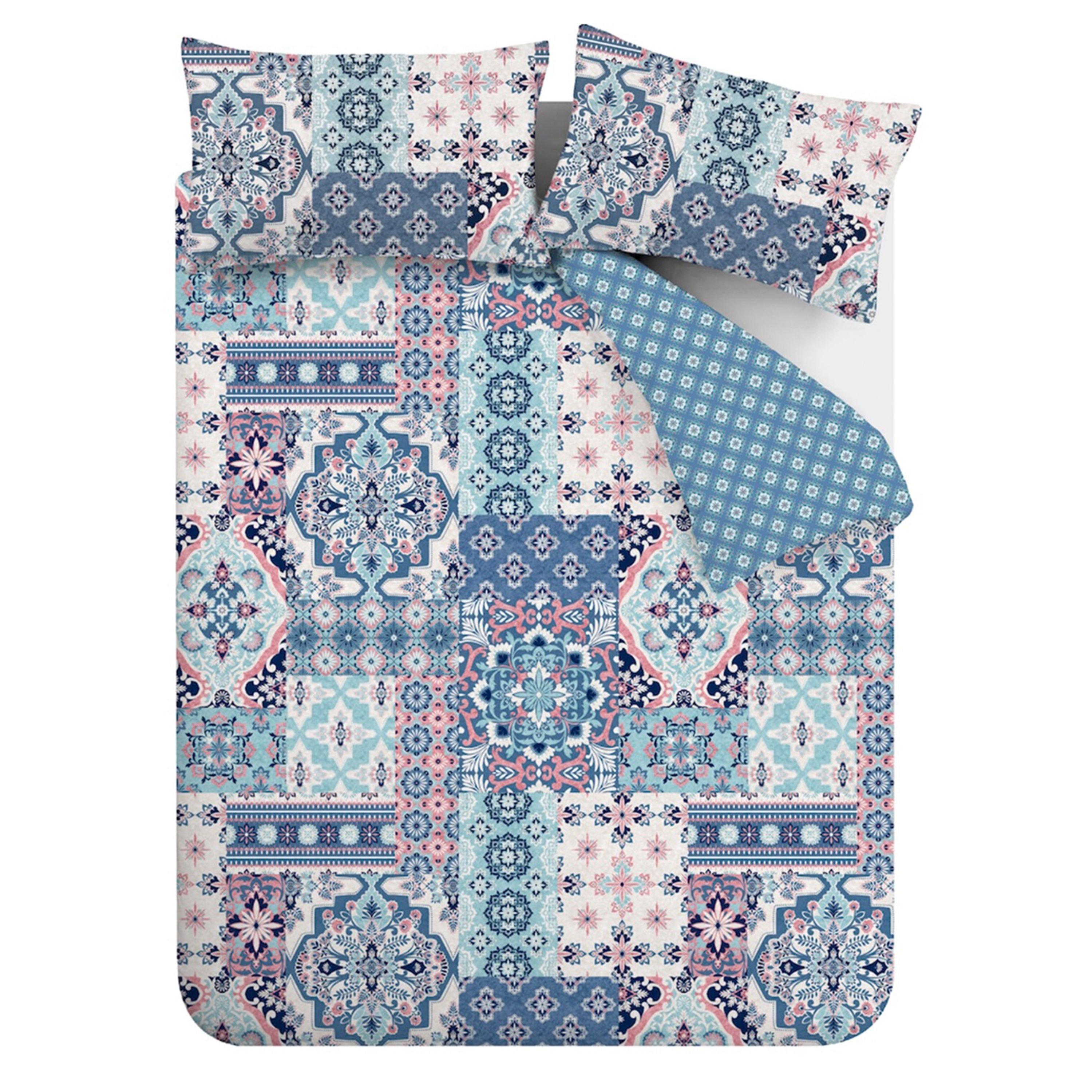 Blauw - Catherine Lansfield - Patchwork Reversible Duvet Cover Set - 5