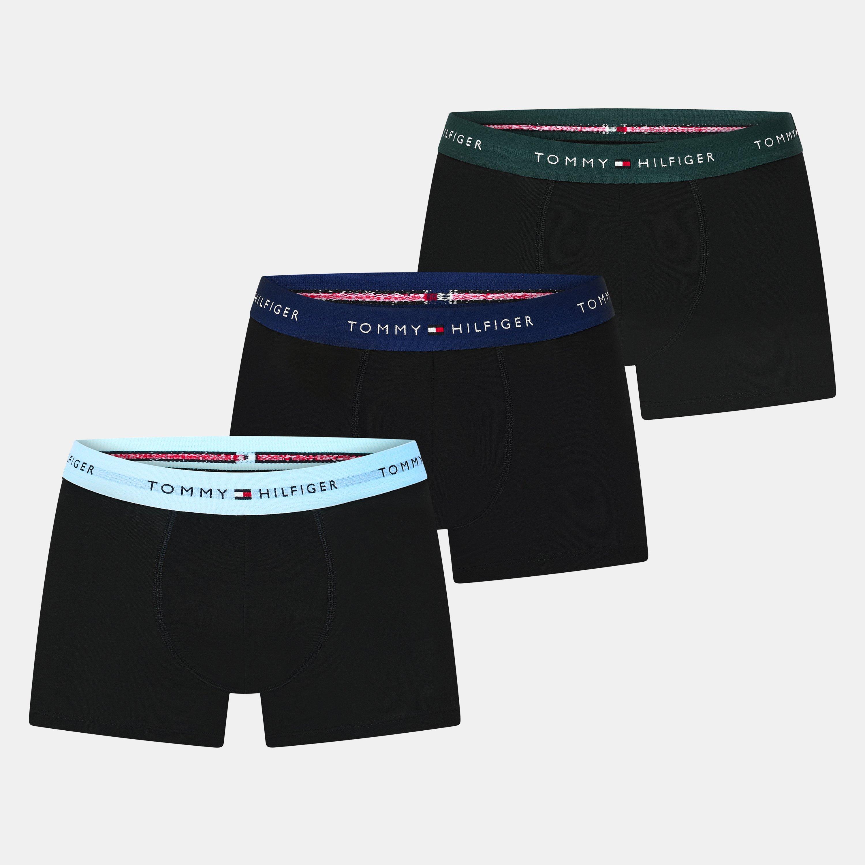 Tommy Hilfiger Men's 3-Pack Logo Waistband Trunks - Grn/Nvy/Blu - Small