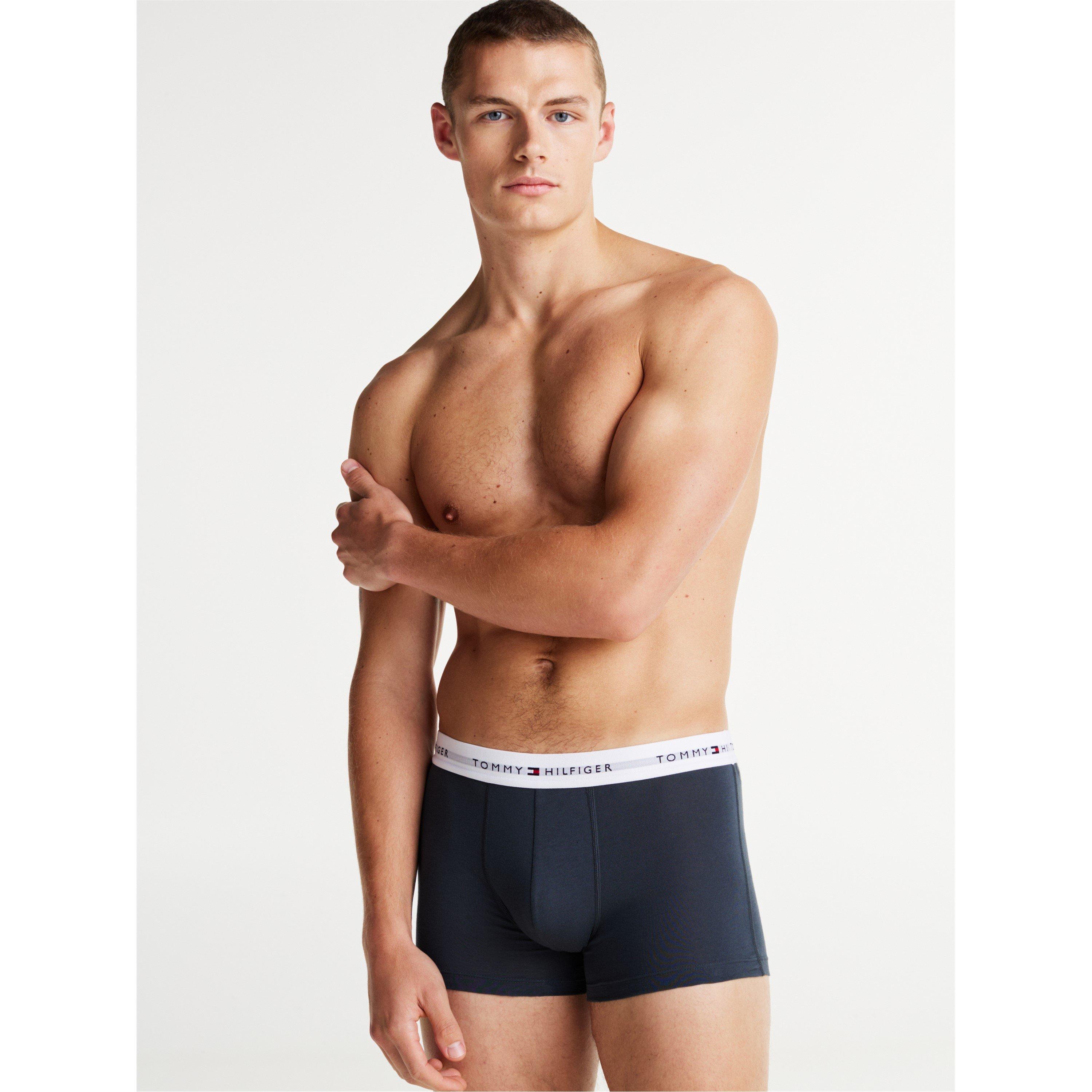 Tommy Hilfiger Men's 3-Pack Logo Waistband Trunks - Blu/Blu/Blu 0Ue - Small