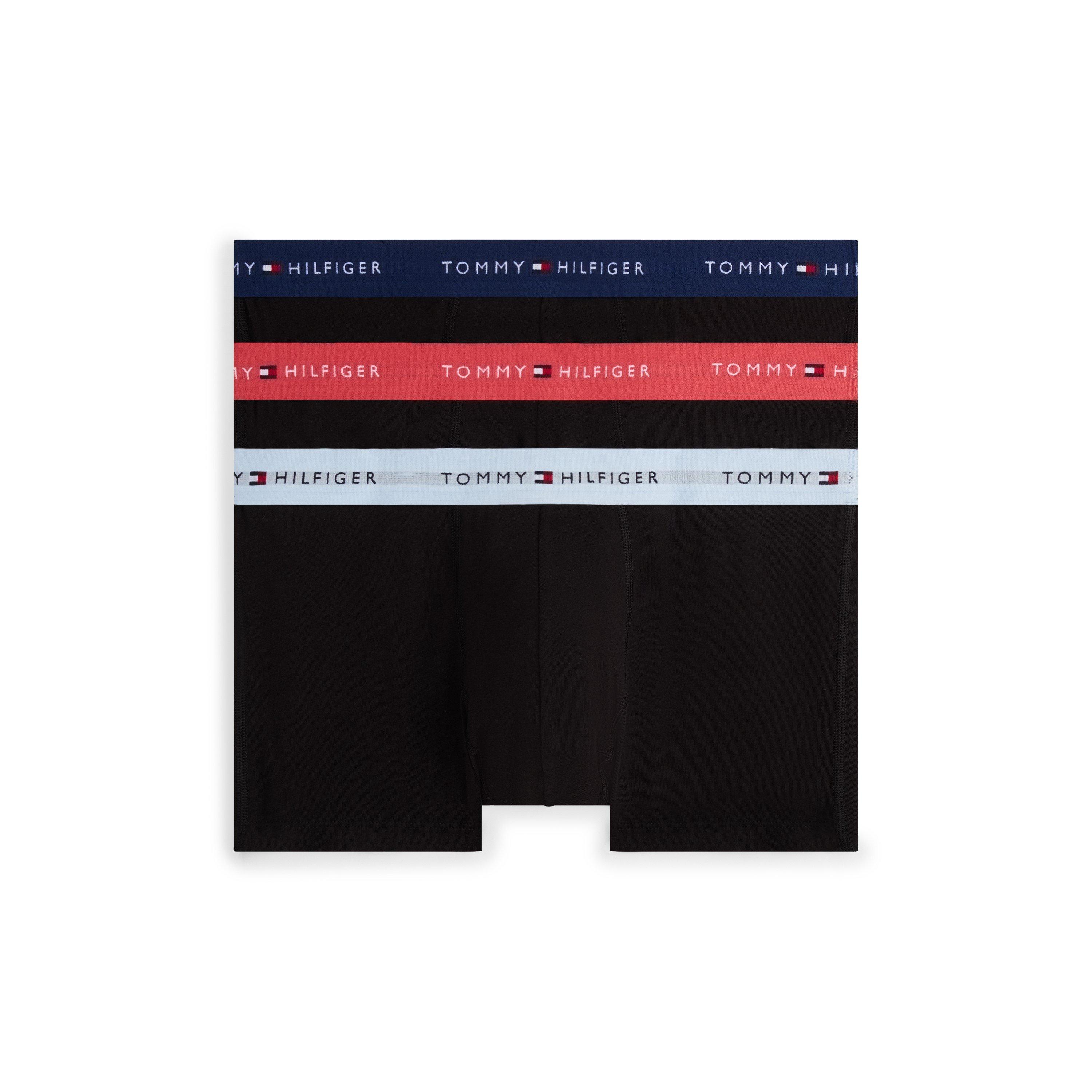 Tommy Hilfiger Men's 3-Pack Logo Waistband Trunks - Cran/Blu/Sky - 2X Large