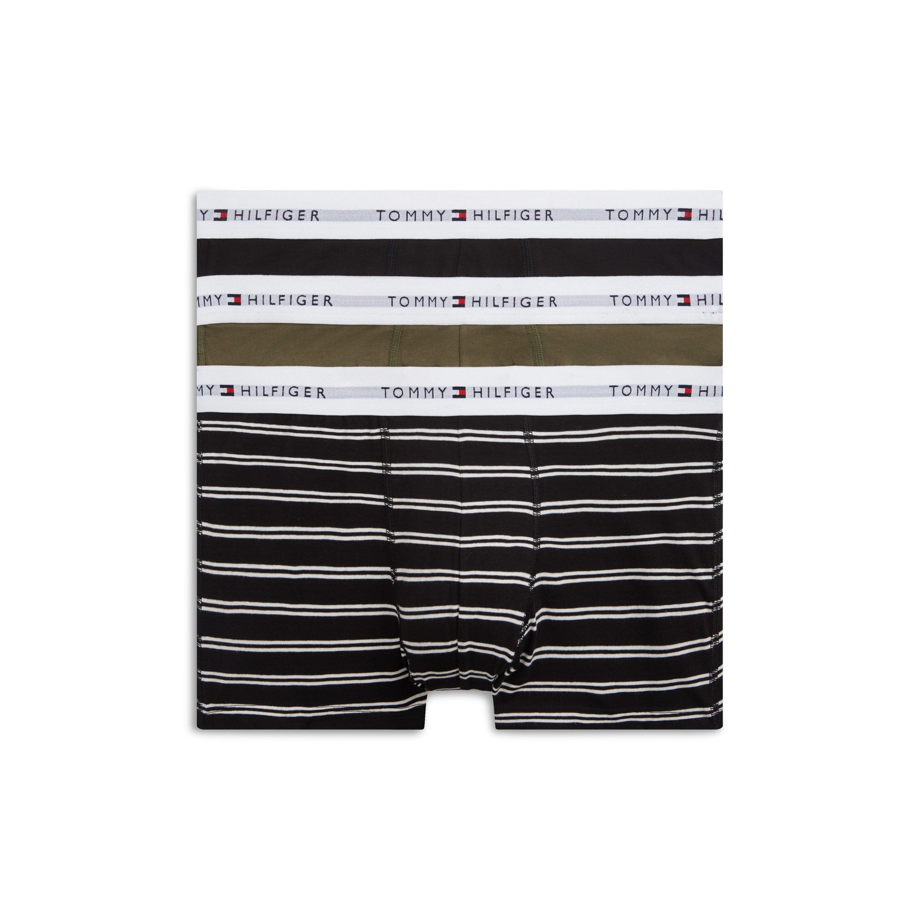 Tommy Hilfiger 3-Pack Logo Waistband Trunks - Blk/Grn/Stripe - Size 2X Large