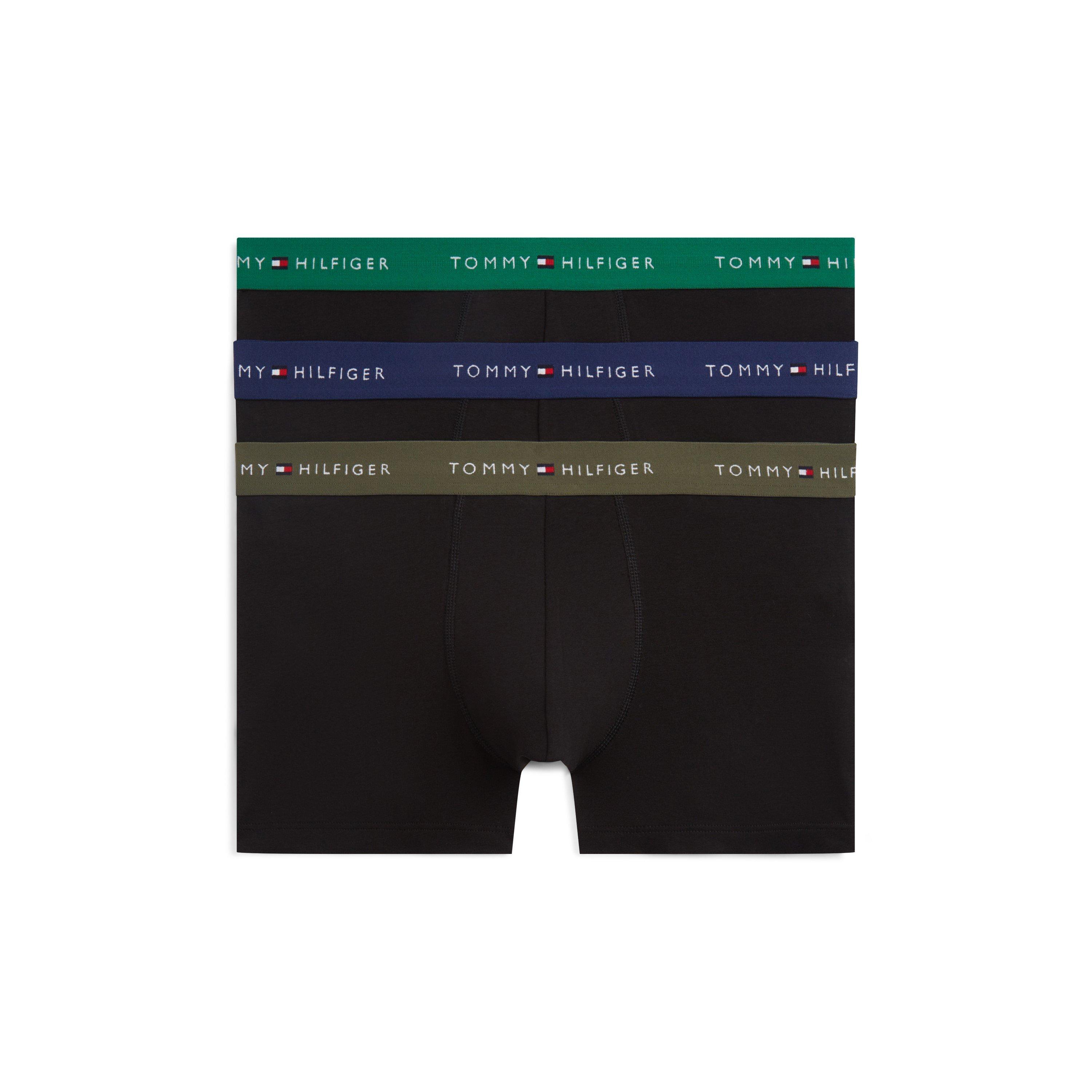 Tommy Hilfiger Men's 3-Pack Logo Waistband Trunks - Arm Grn/Nvy/Grn - Large