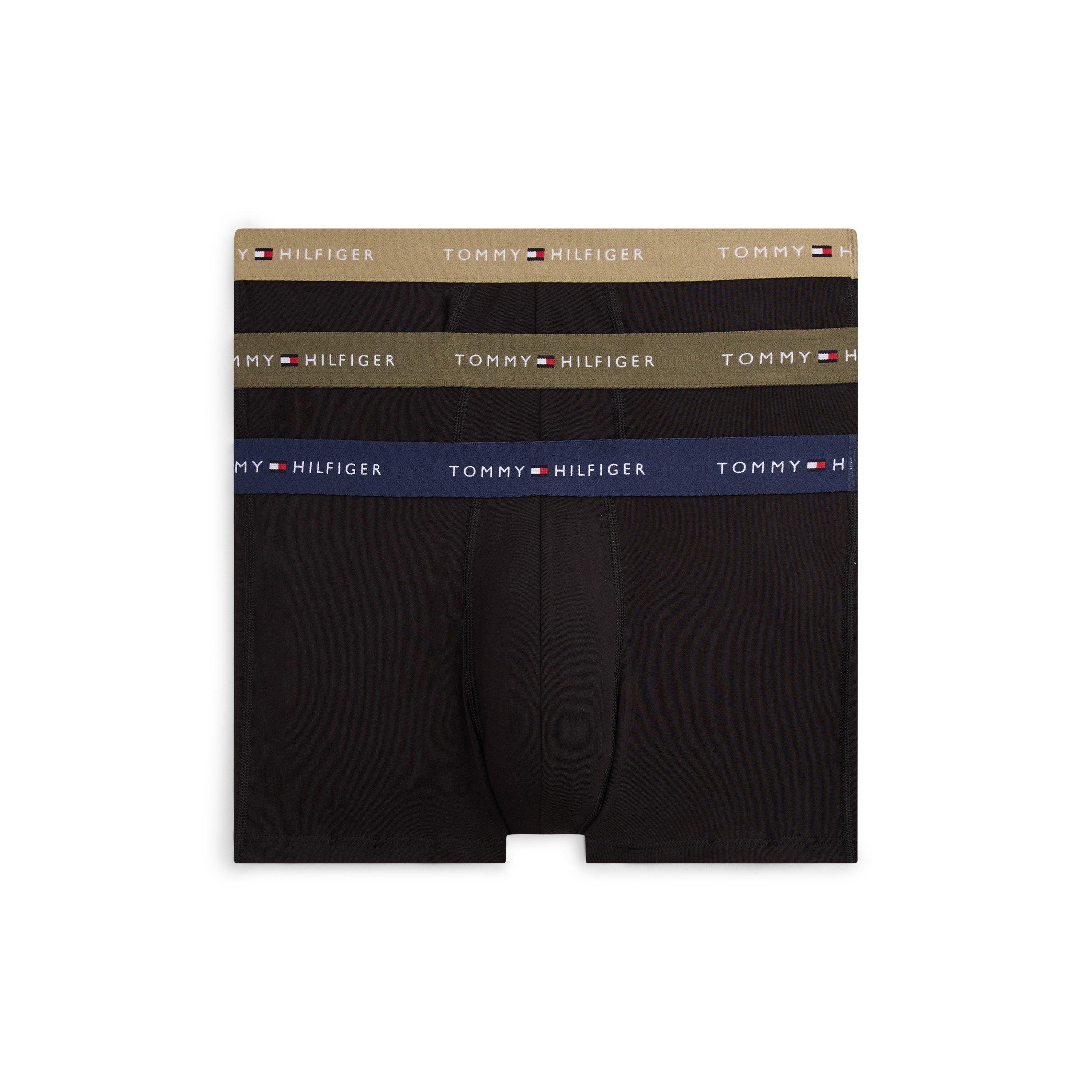 Tommy Hilfiger Men's 3-Pack Logo Waistband Trunks - Grn/Blu/Blu - Medium