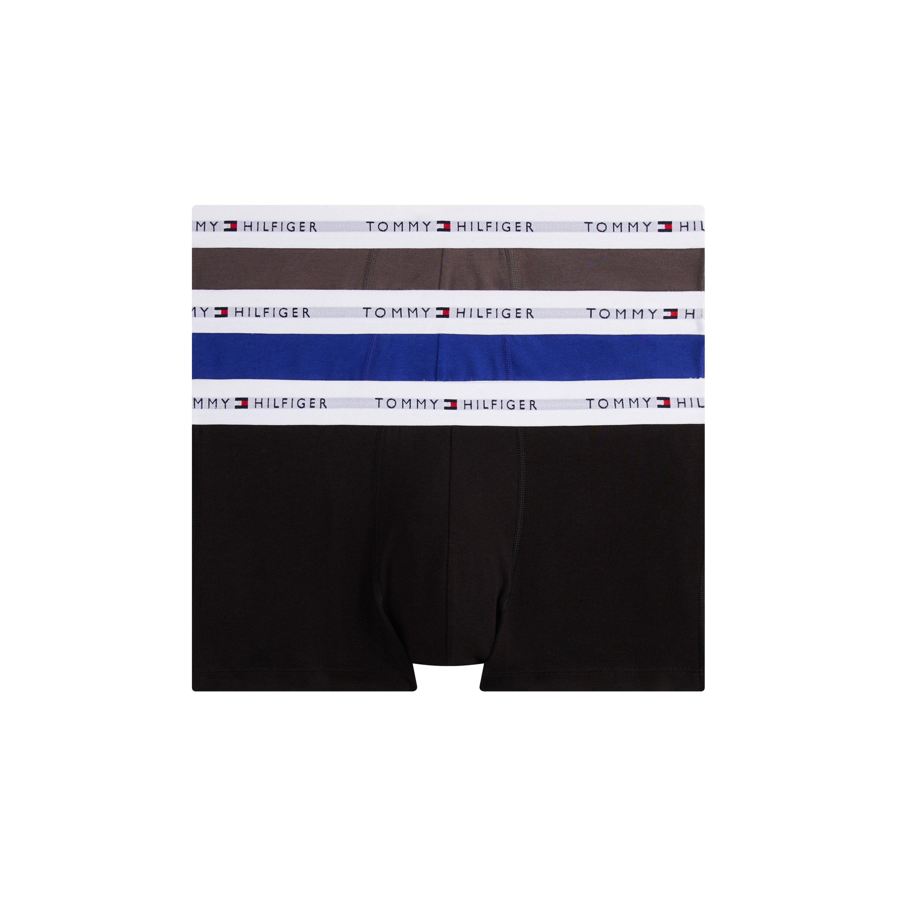 Tommy Hilfiger Men's 3-Pack Logo Waistband Trunks - Blk/Ash/Blu - Large