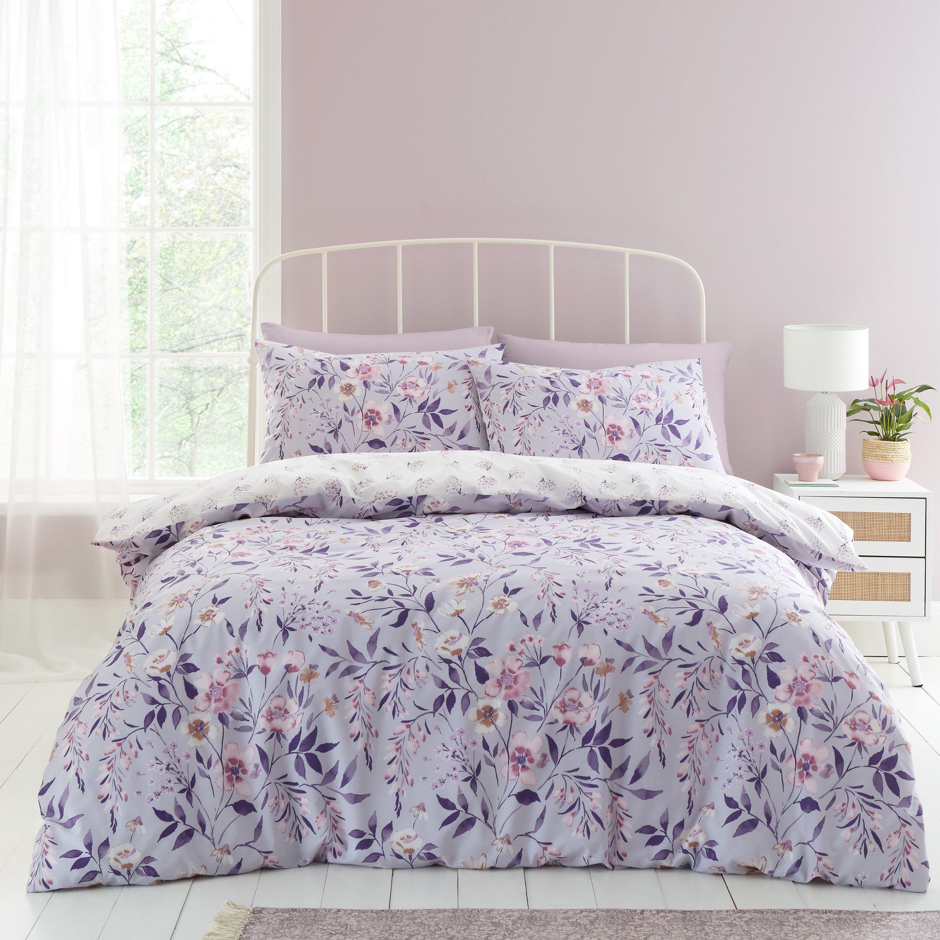 Lilac - Catherine Lansfield - Isadora Floral Reversible Duvet Cover Set - 1