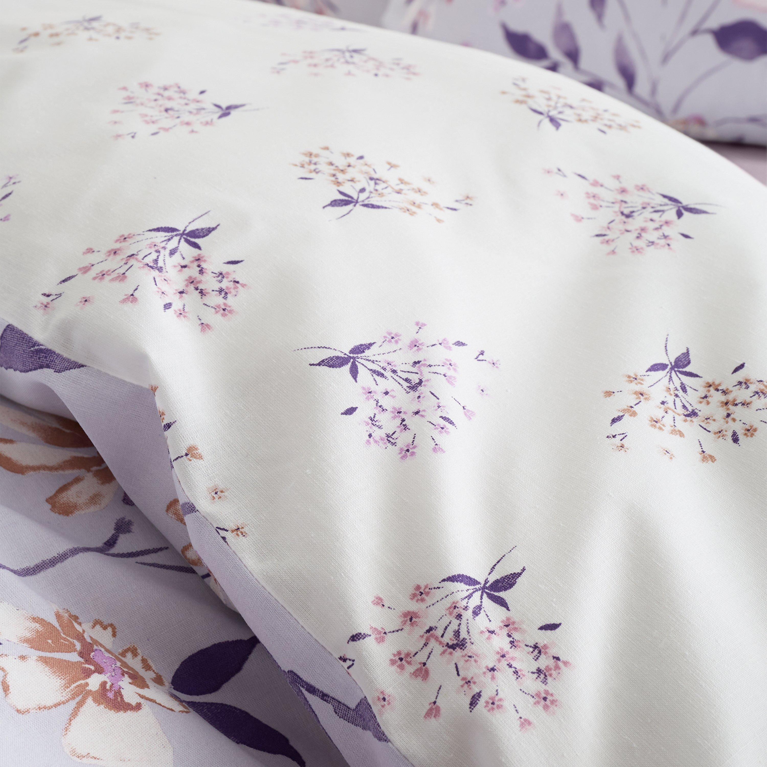 Flieder - Catherine Lansfield - Floral Reversible Duvet Cover Set - 4