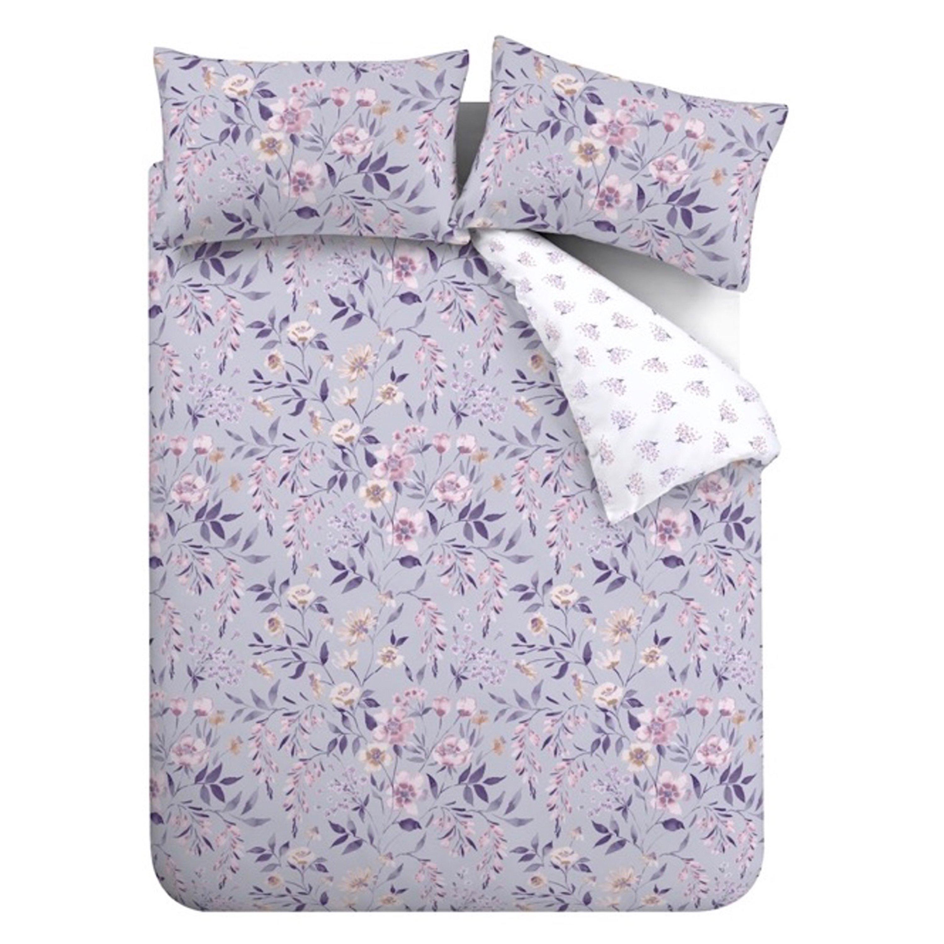 Flieder - Catherine Lansfield - Floral Reversible Duvet Cover Set - 5