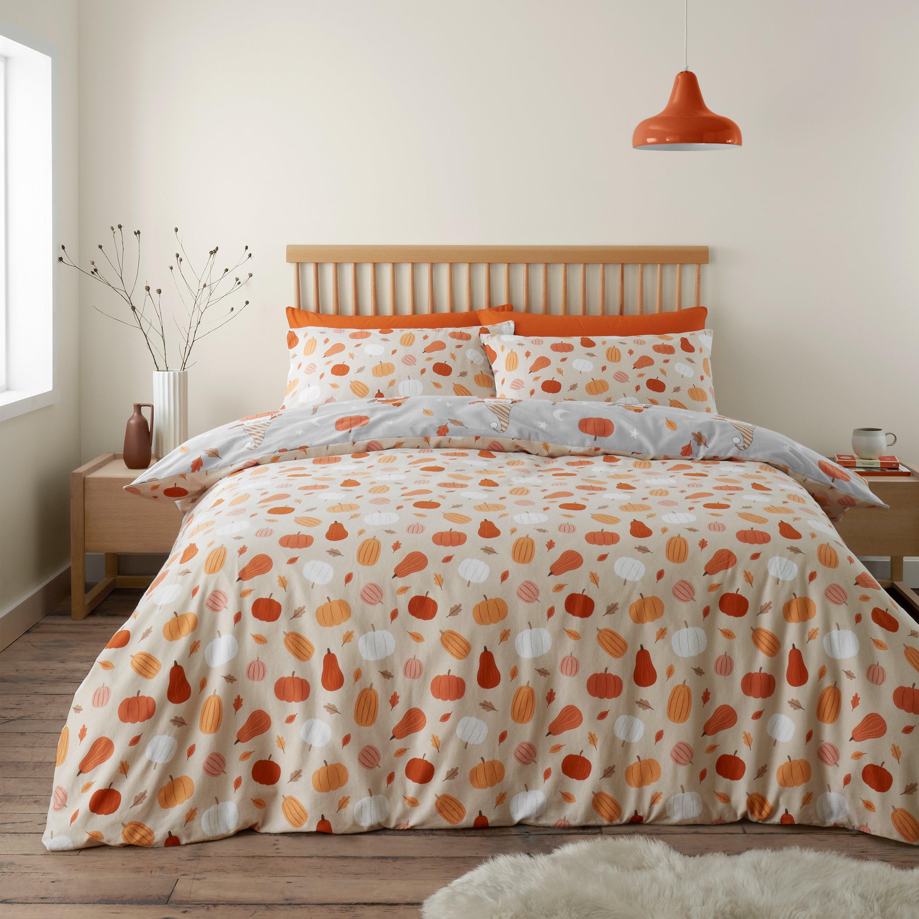 Grey - Catherine Lansfield - Brushed Cotton Autumn Gonks Duvet Cover Set - 2