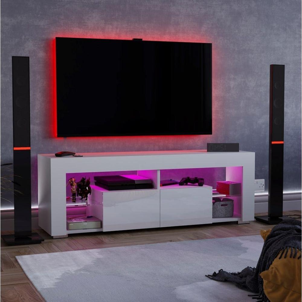 Lassic  Vida Designs Luna 2 Drawer Led Tv Unit - White - 2 Drawer