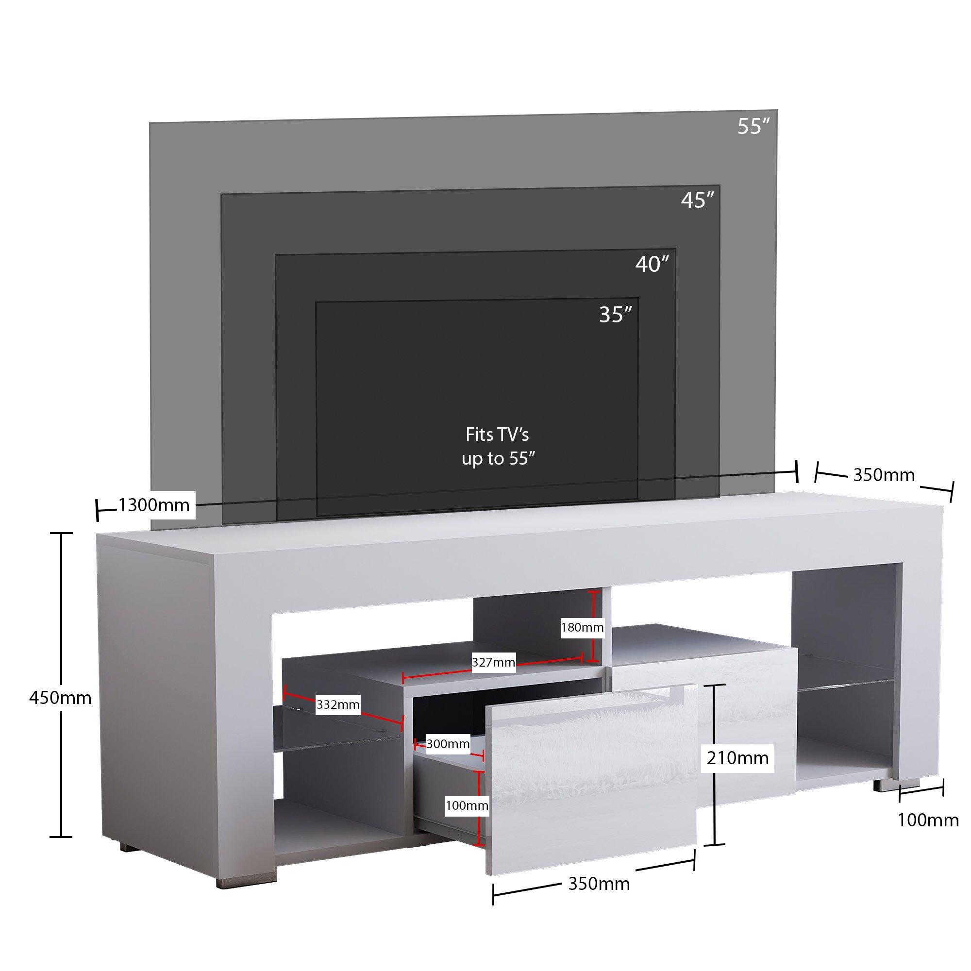 White - Lassic - Vida Designs Luna 2 Drawer LED TV Unit - 2