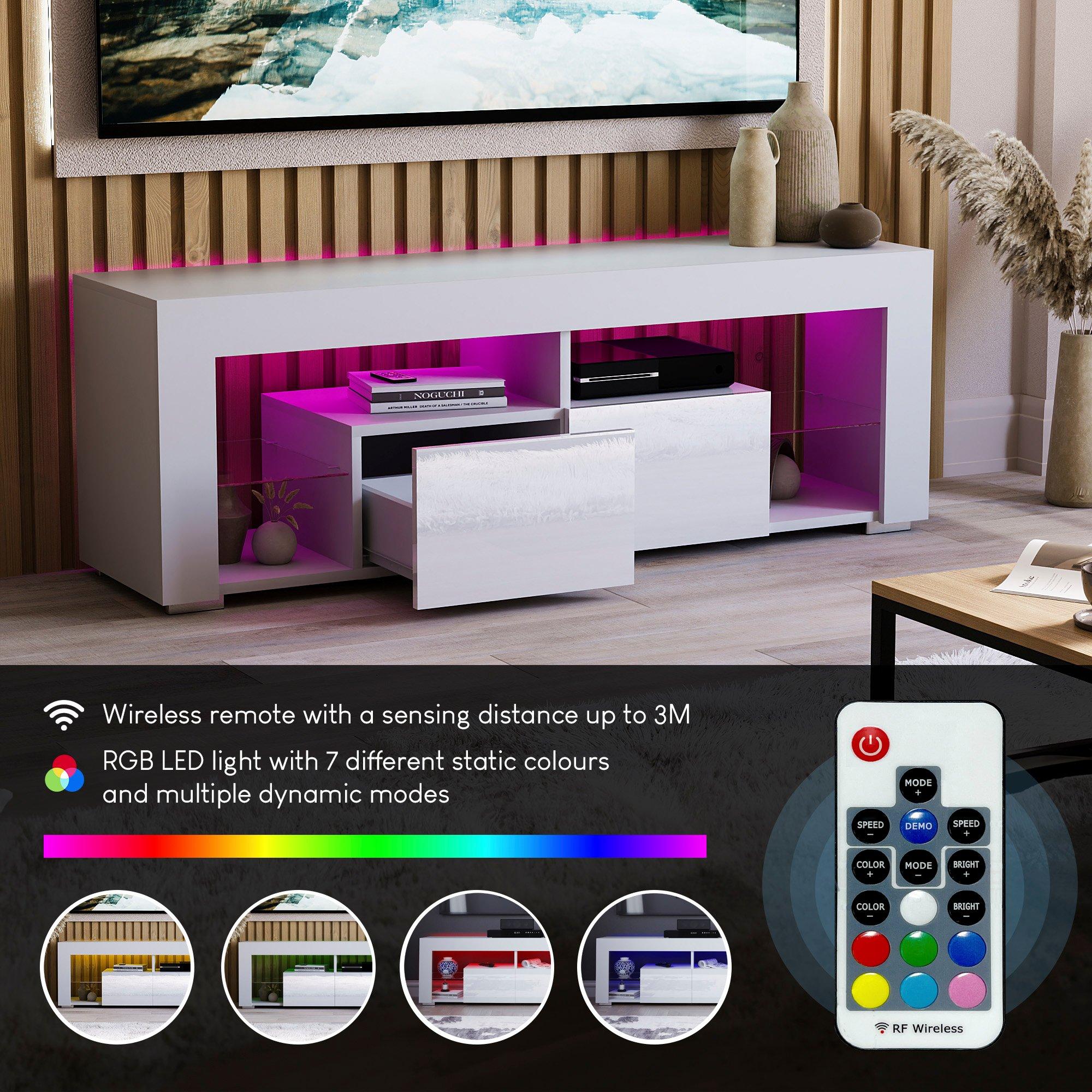 White - Lassic - Vida Designs Luna 2 Drawer LED TV Unit - 3