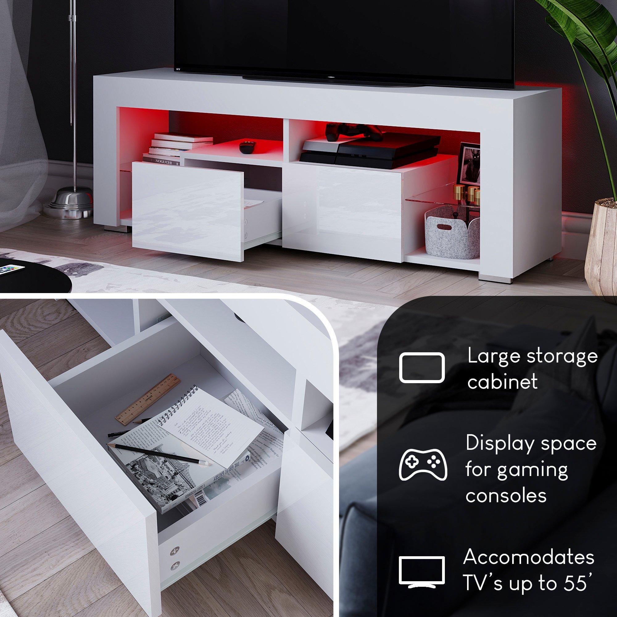 White - Lassic - Vida Designs Luna 2 Drawer LED TV Unit - 4