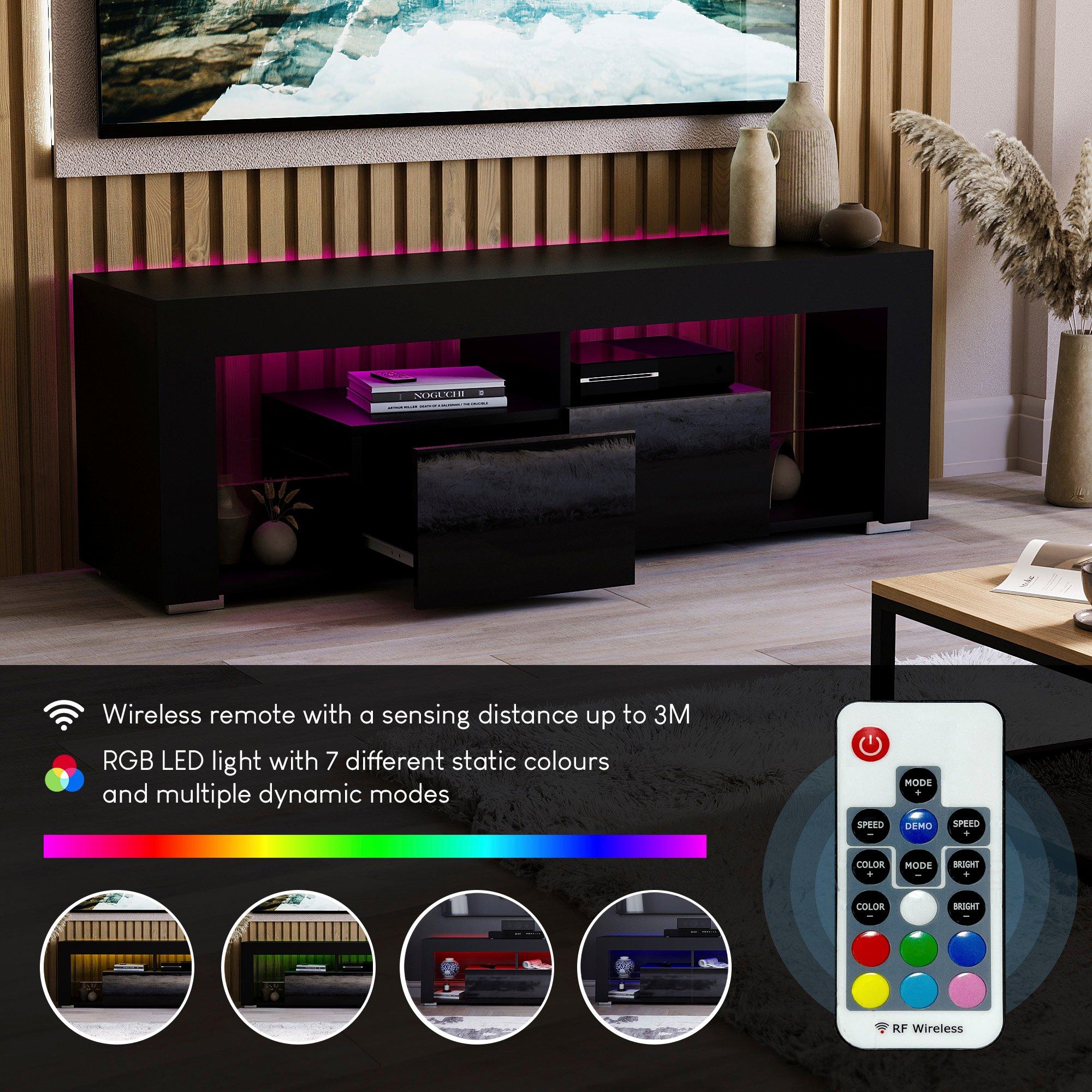 Black - Lassic - Vida Designs Luna 2 Drawer LED TV Unit - 4