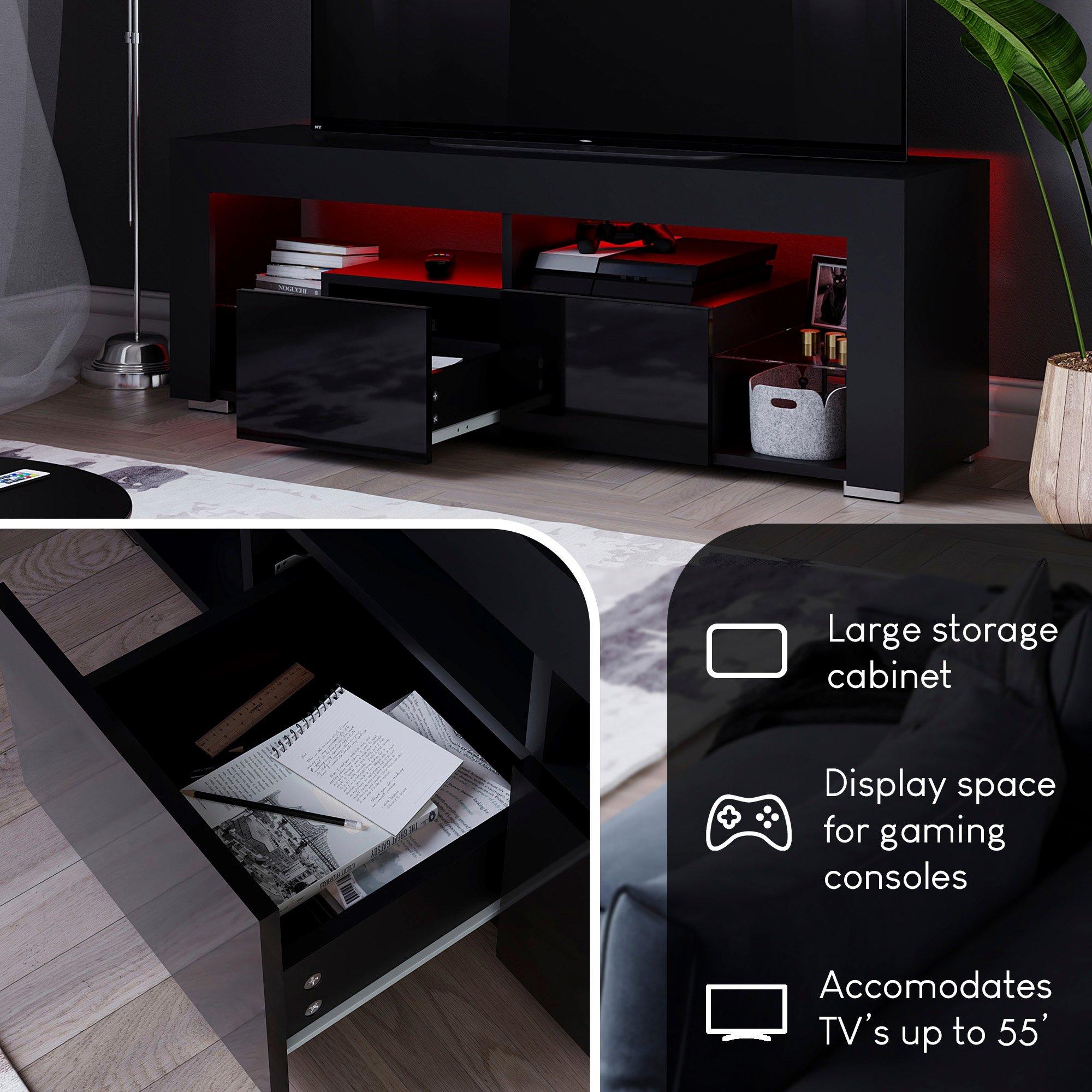 Black - Lassic - Vida Designs Luna 2 Drawer LED TV Unit - 5
