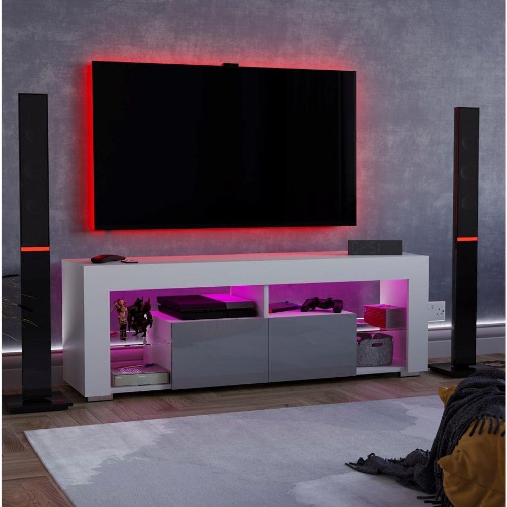 Lassic  Vida Designs Luna 2 Drawer Led Tv Unit - White & Grey - 2 Drawer