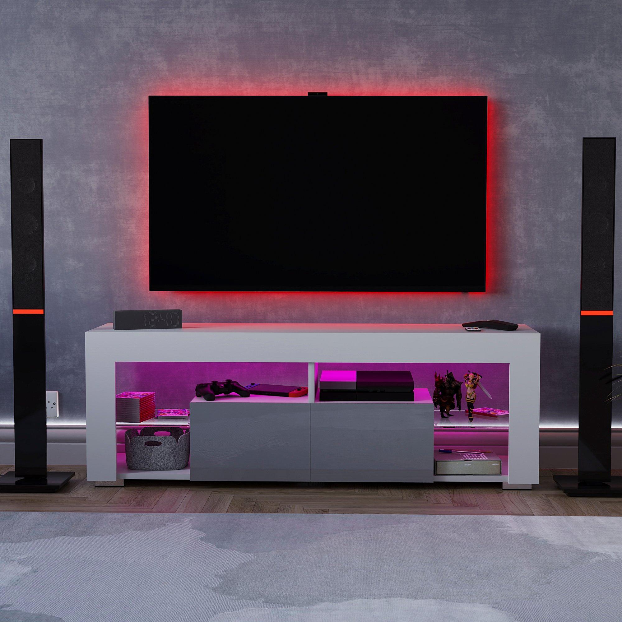 White & Grey - Lassic - Vida Designs Luna 2 Drawer LED TV Unit - 3