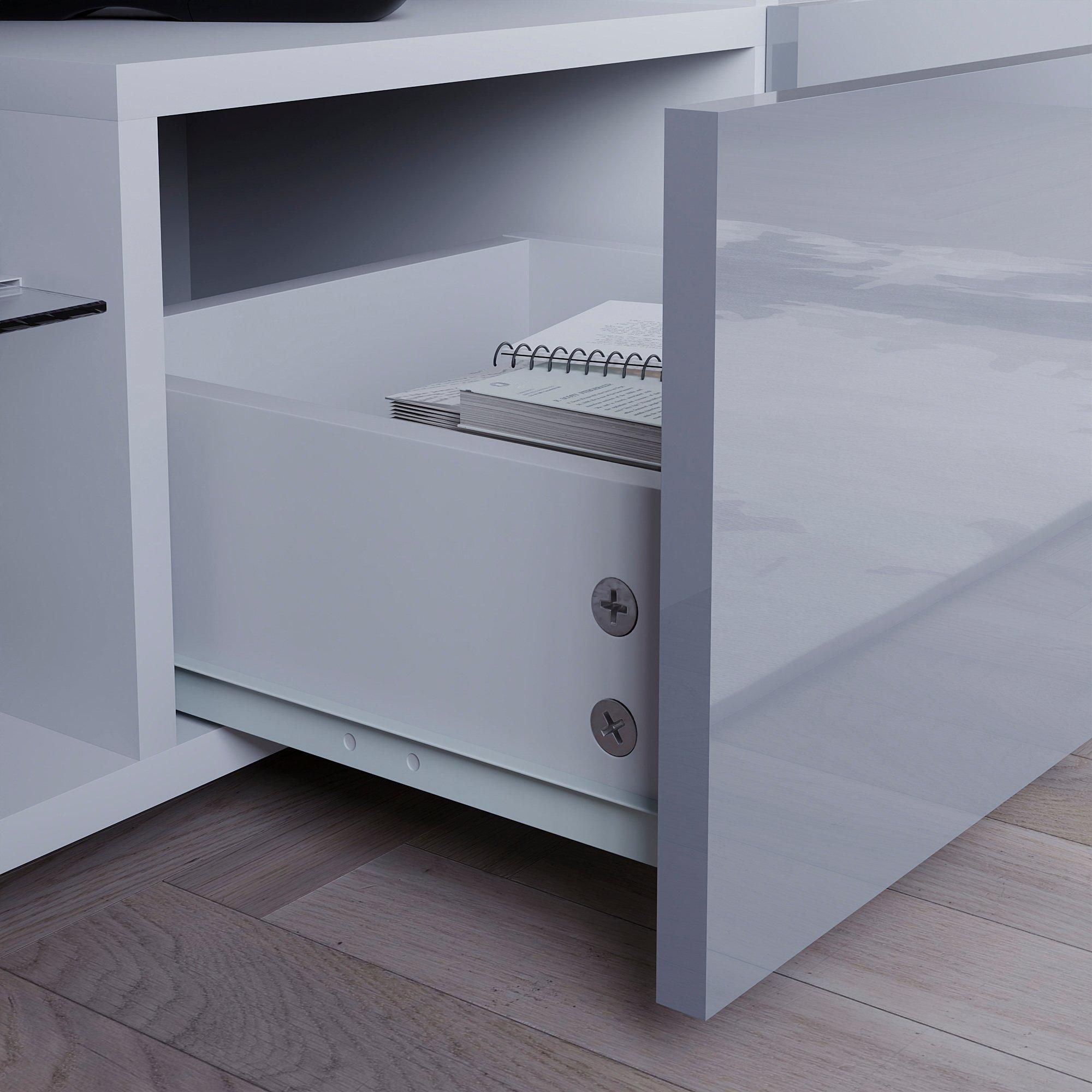 White & Grey - Lassic - Vida Designs Luna 2 Drawer LED TV Unit - 7