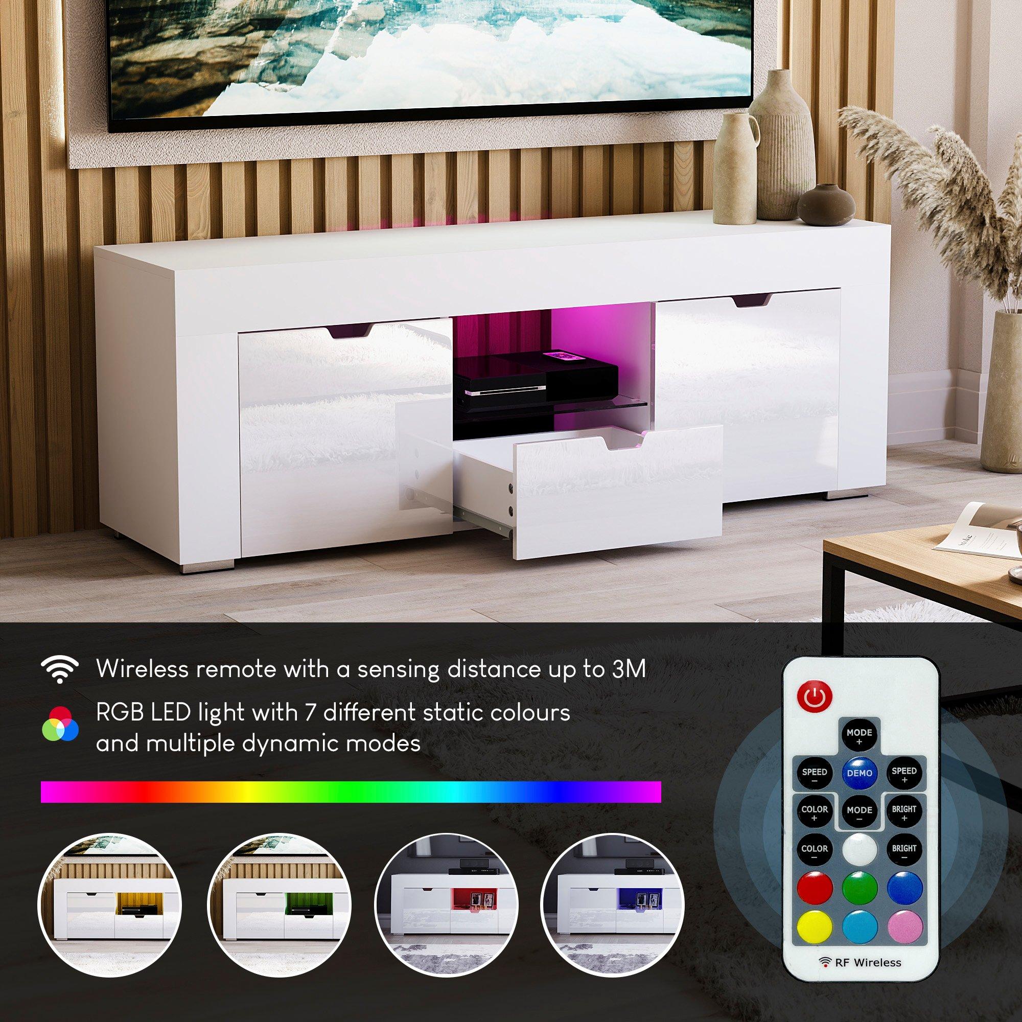 White - Lassic - Vida Designs Eclipse 2 Door 1 Drawer LED TV Unit - 4