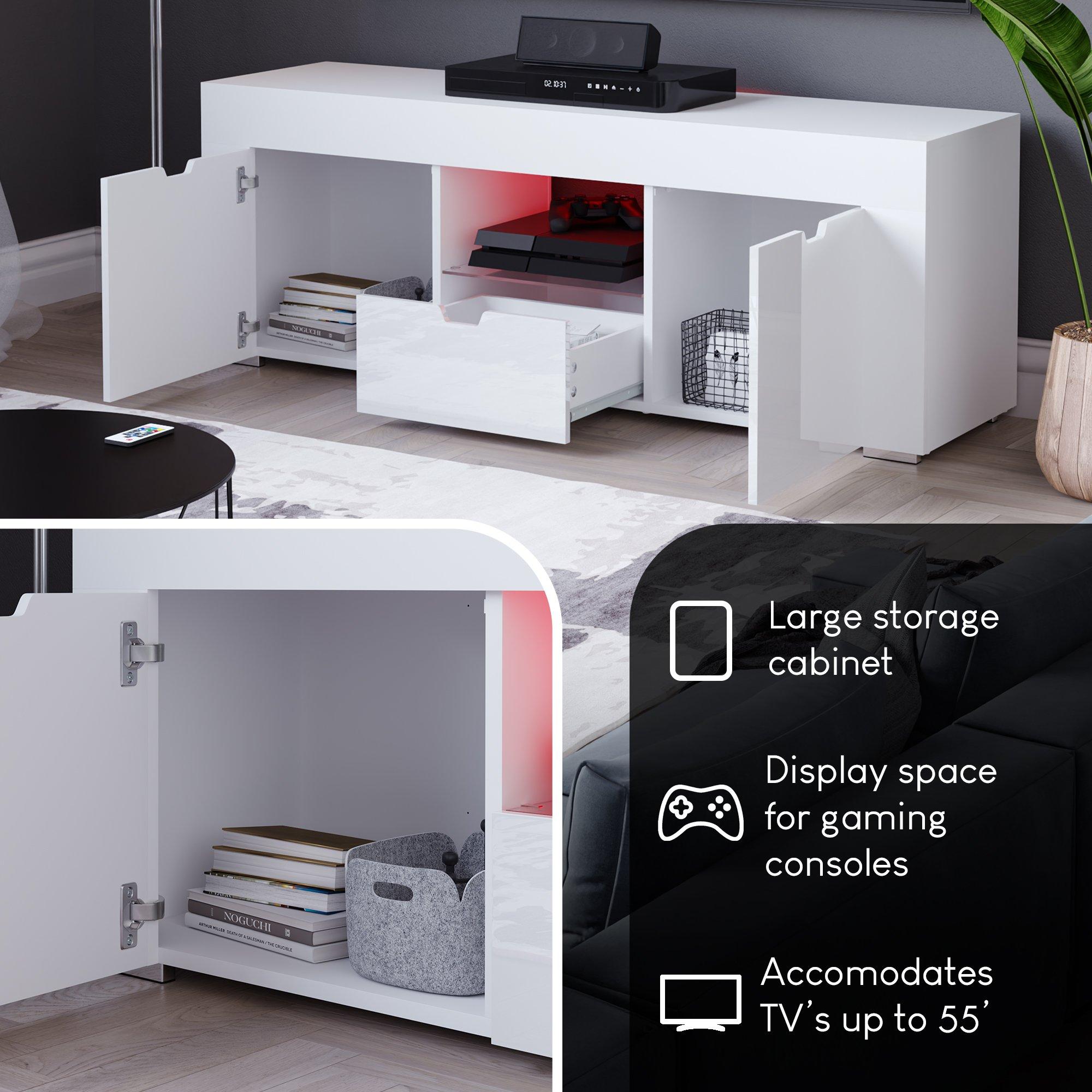 White - Lassic - Vida Designs Eclipse 2 Door 1 Drawer LED TV Unit - 5