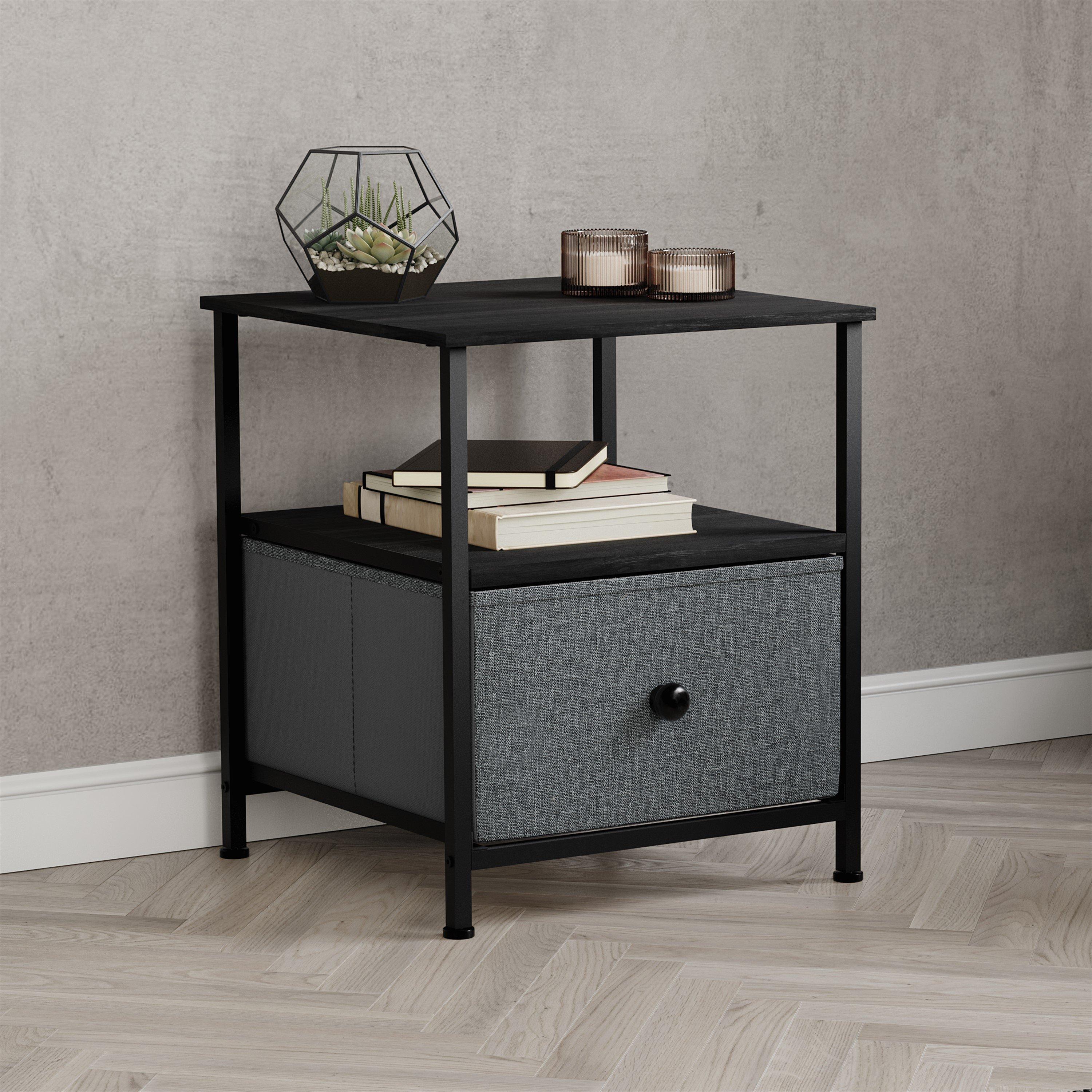 Grey & Black - Lassic - Chorley 1 Drawer Fabric Storage Chest UKFR - 1