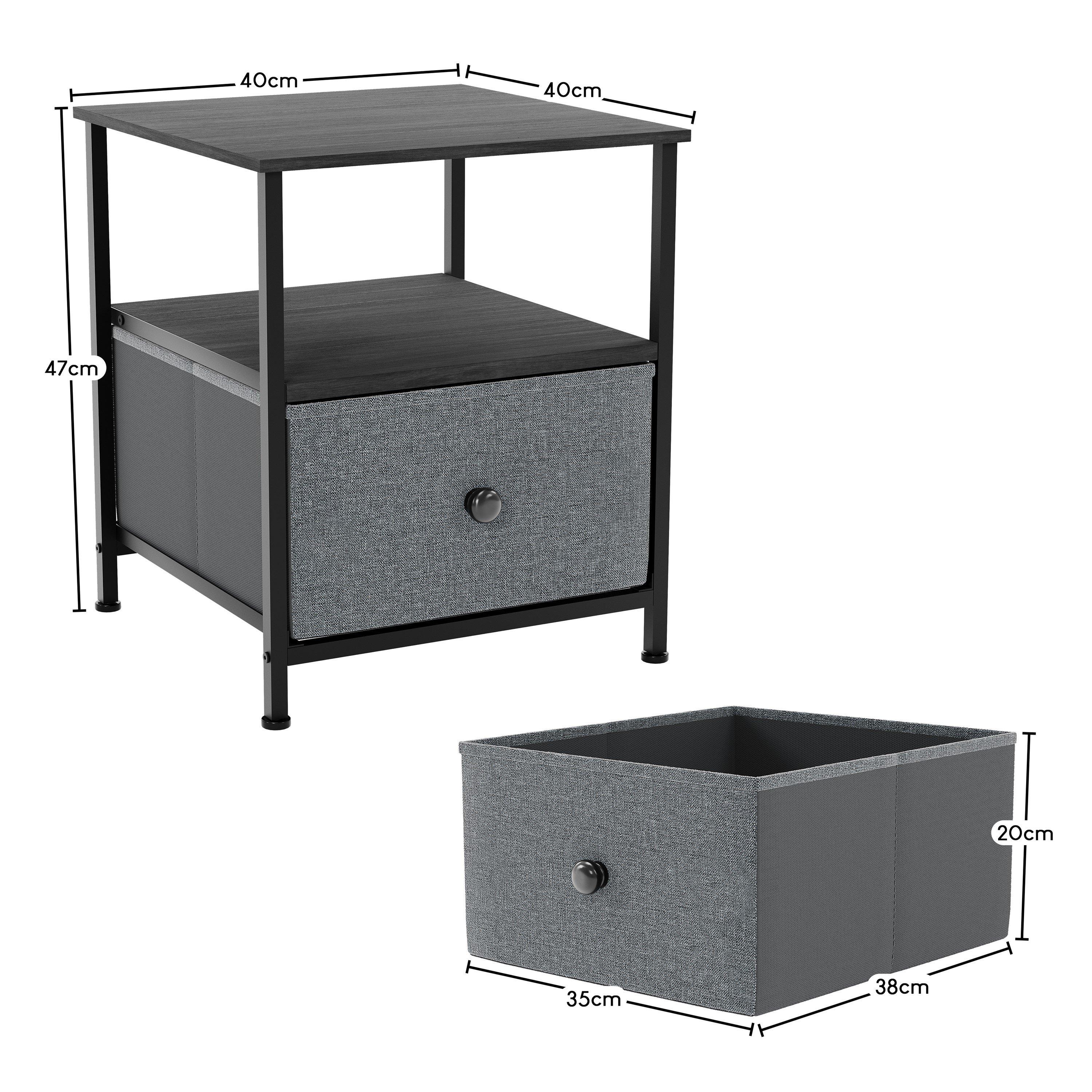 Grey & Black - Lassic - Chorley 1 Drawer Fabric Storage Chest UKFR - 2