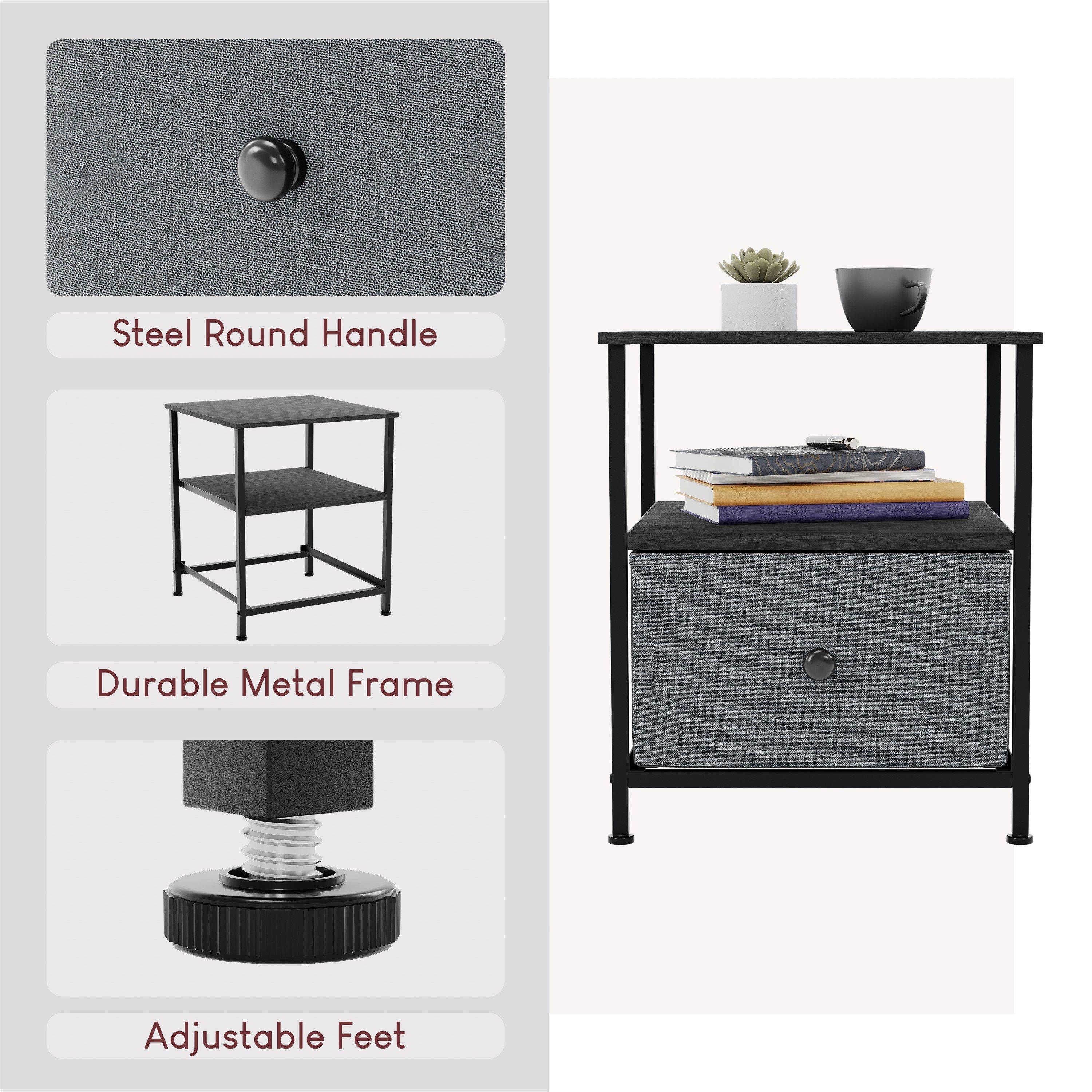 Grey & Black - Lassic - Chorley 1 Drawer Fabric Storage Chest UKFR - 4