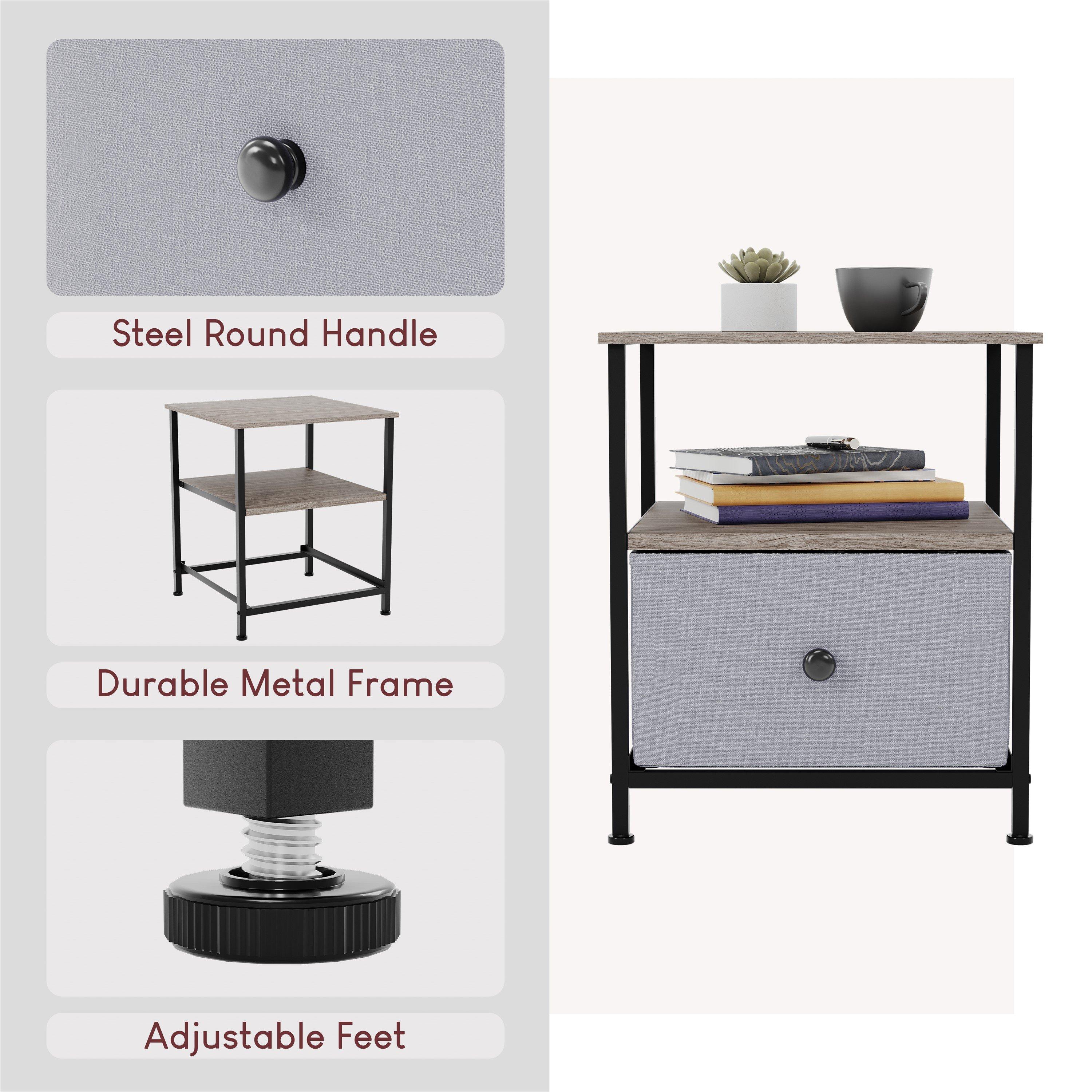 Beige & Grey Wo - Lassic - Chorley 1 Drawer Fabric Storage Chest UKFR - 4