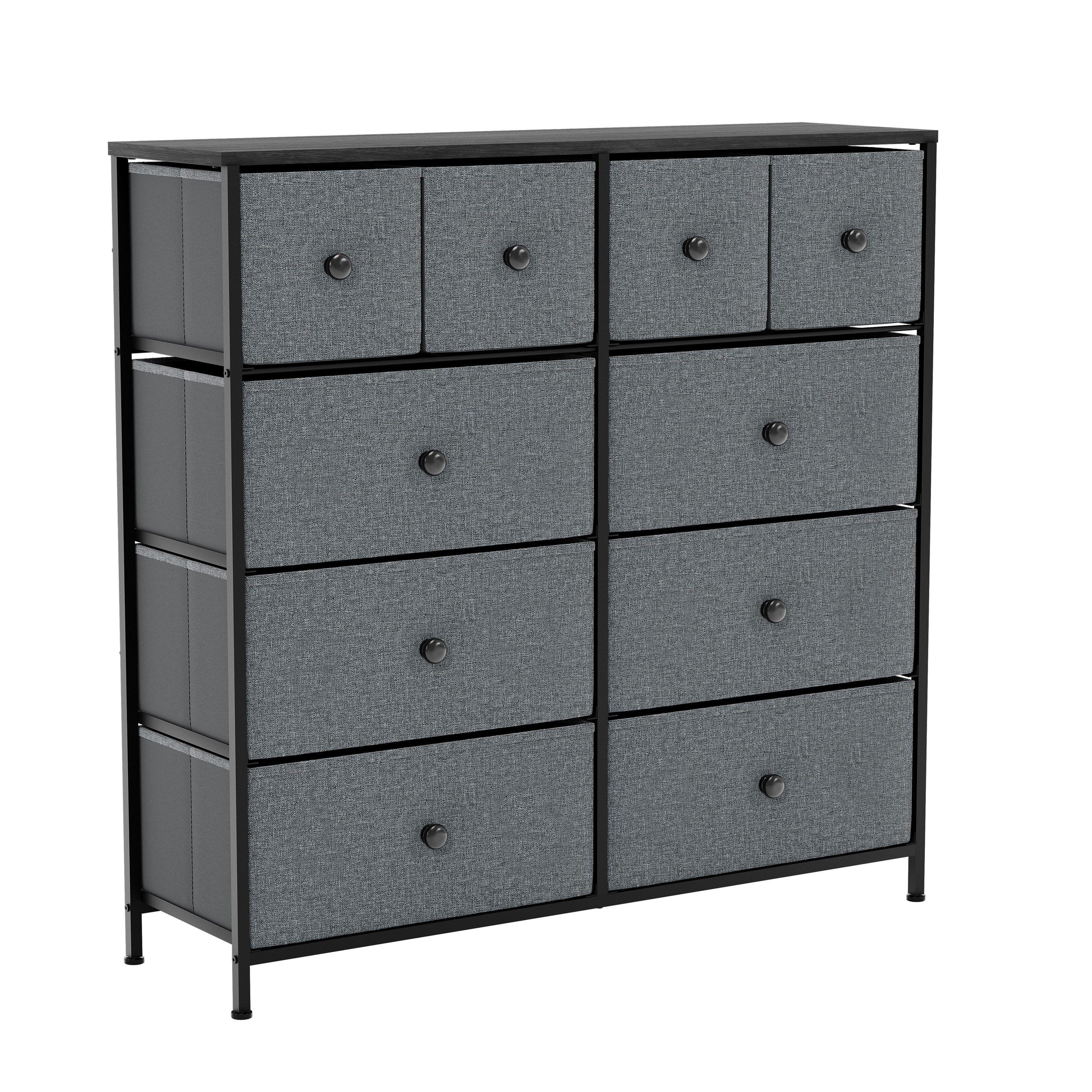 Grey & Black - Lassic - Chorley 10 Drawer Fabric Storage Chest UKFR - 8