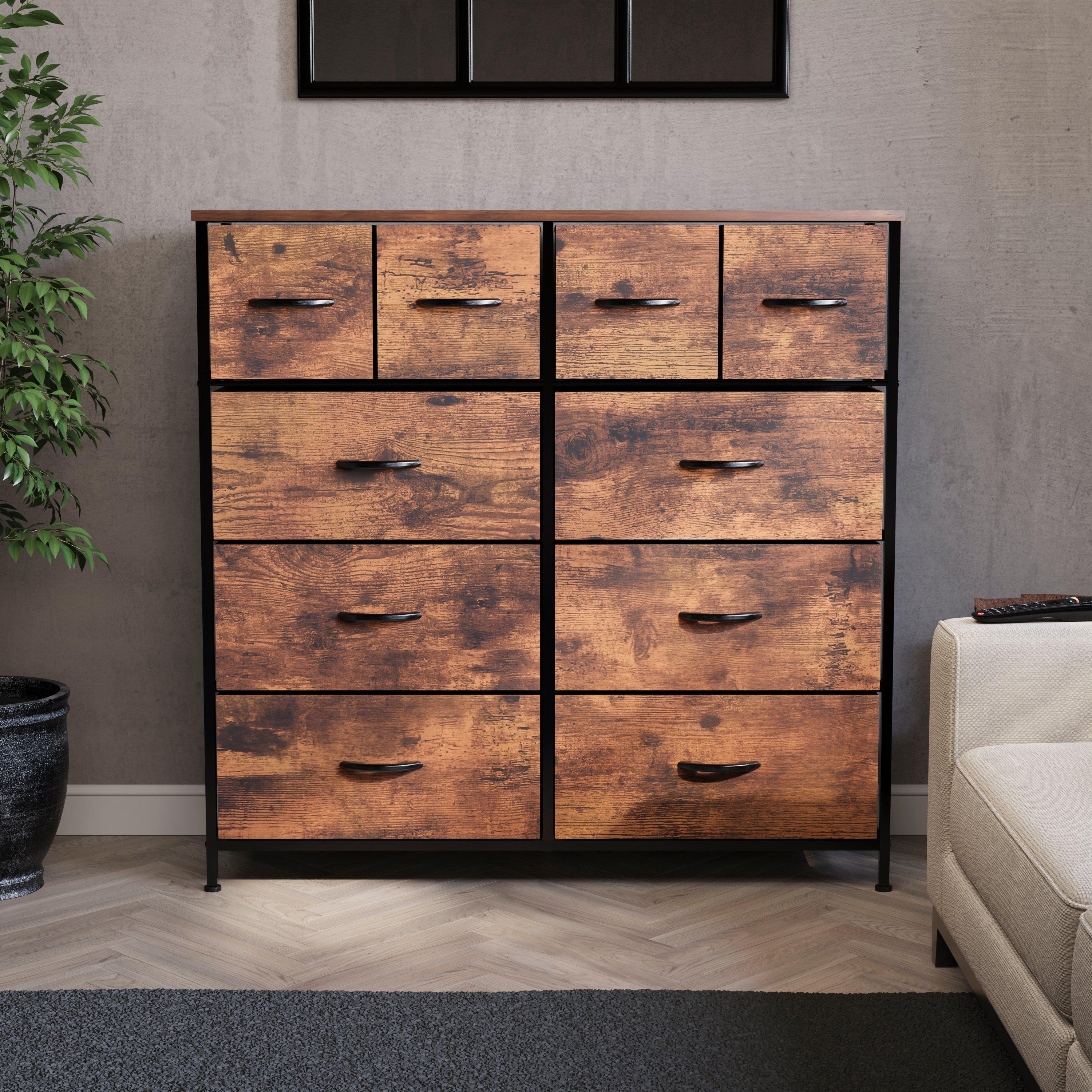 Rustic Brown - Lassic - Chorley 10 Drawer Fabric Storage Chest UKFR - 3