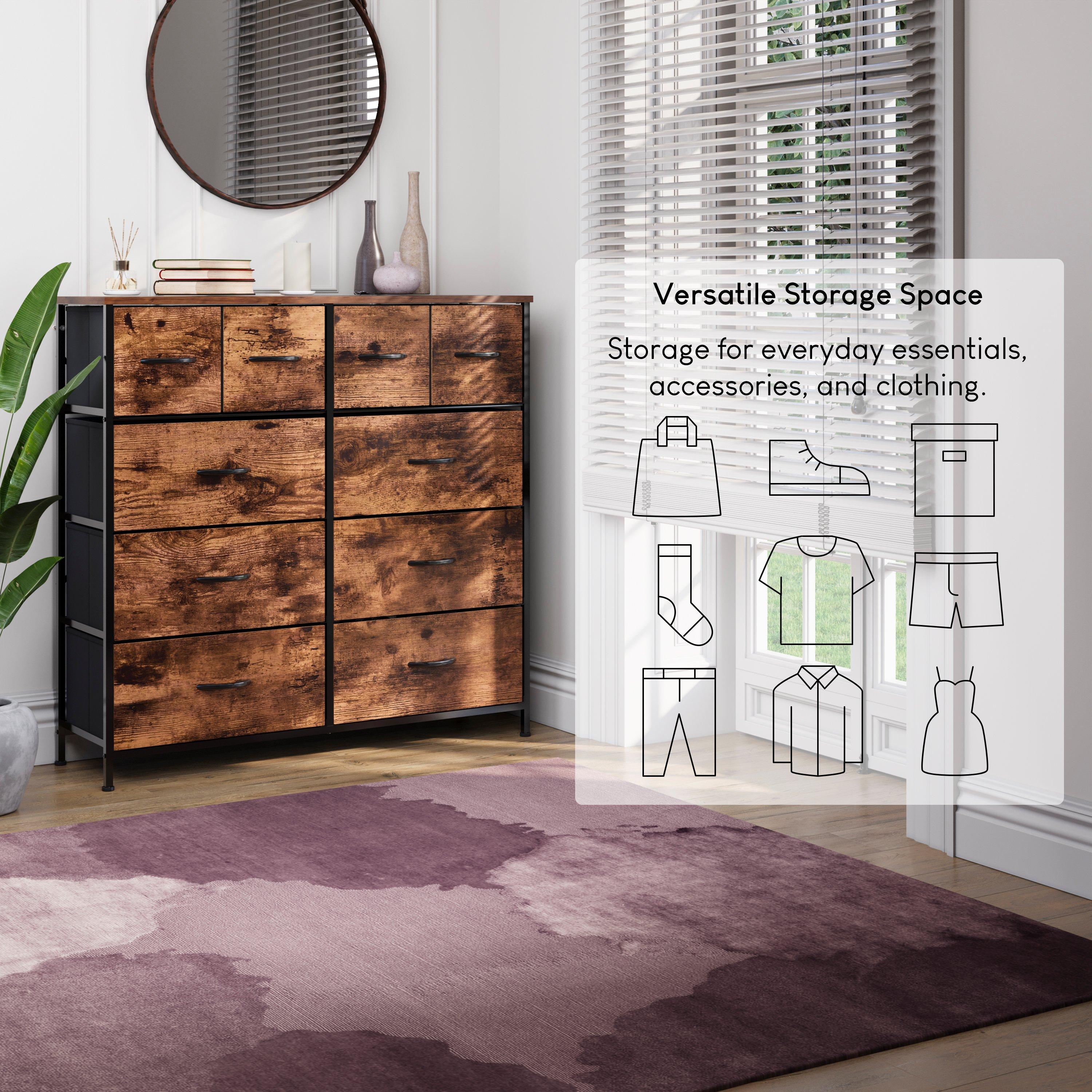 Rustic Brown - Lassic - Chorley 10 Drawer Fabric Storage Chest UKFR - 4