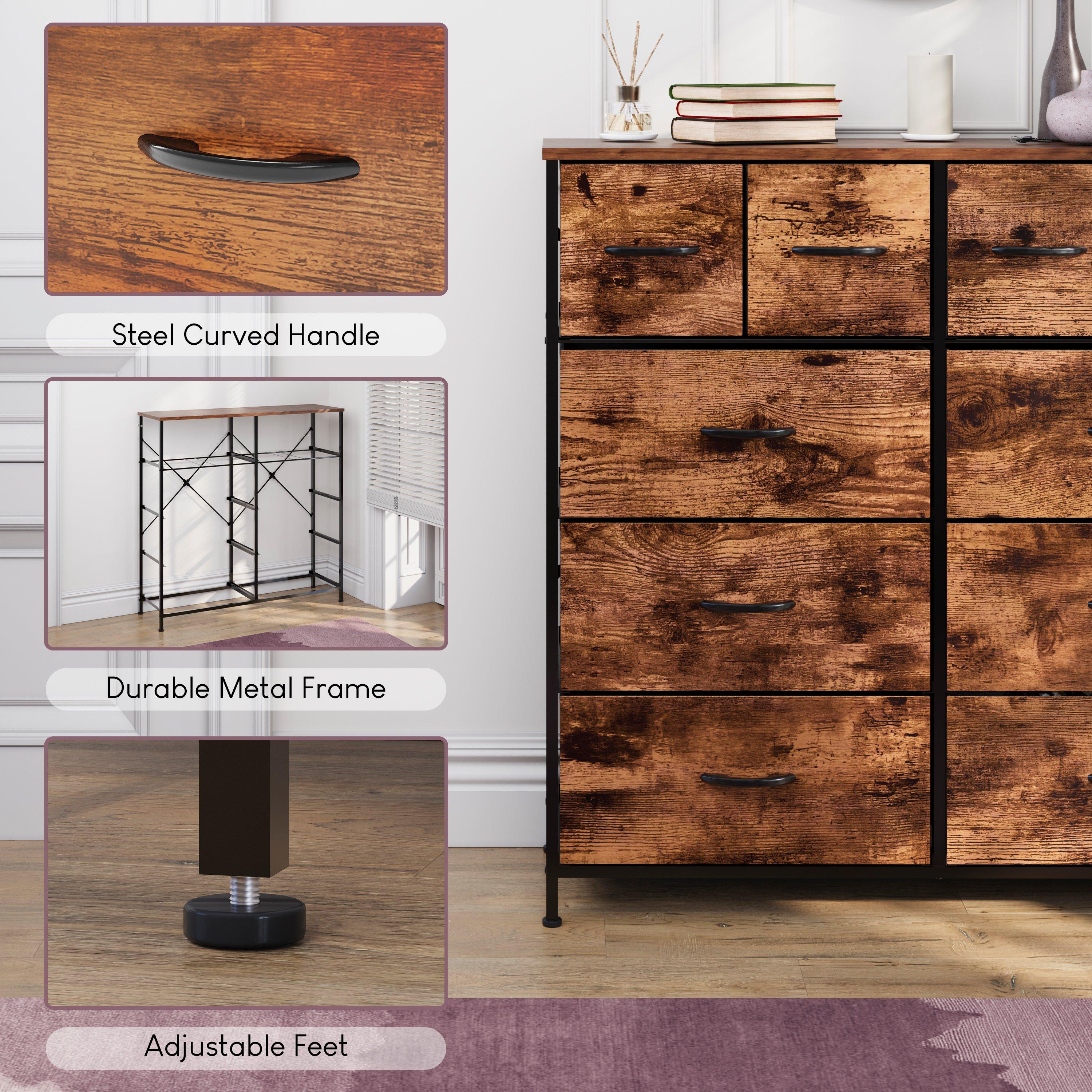 Rustic Brown - Lassic - Chorley 10 Drawer Fabric Storage Chest UKFR - 5