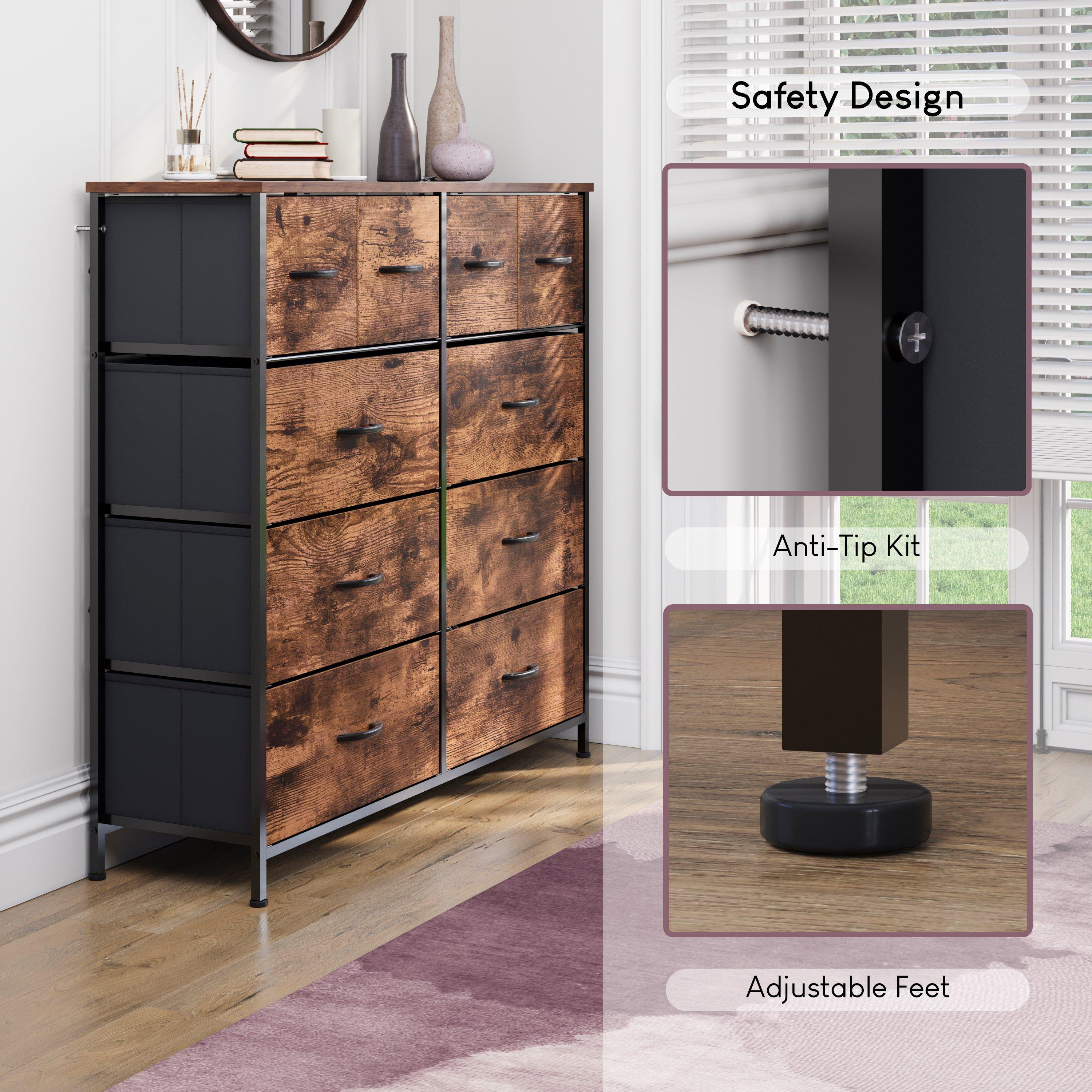 Rustic Brown - Lassic - Chorley 10 Drawer Fabric Storage Chest UKFR - 6