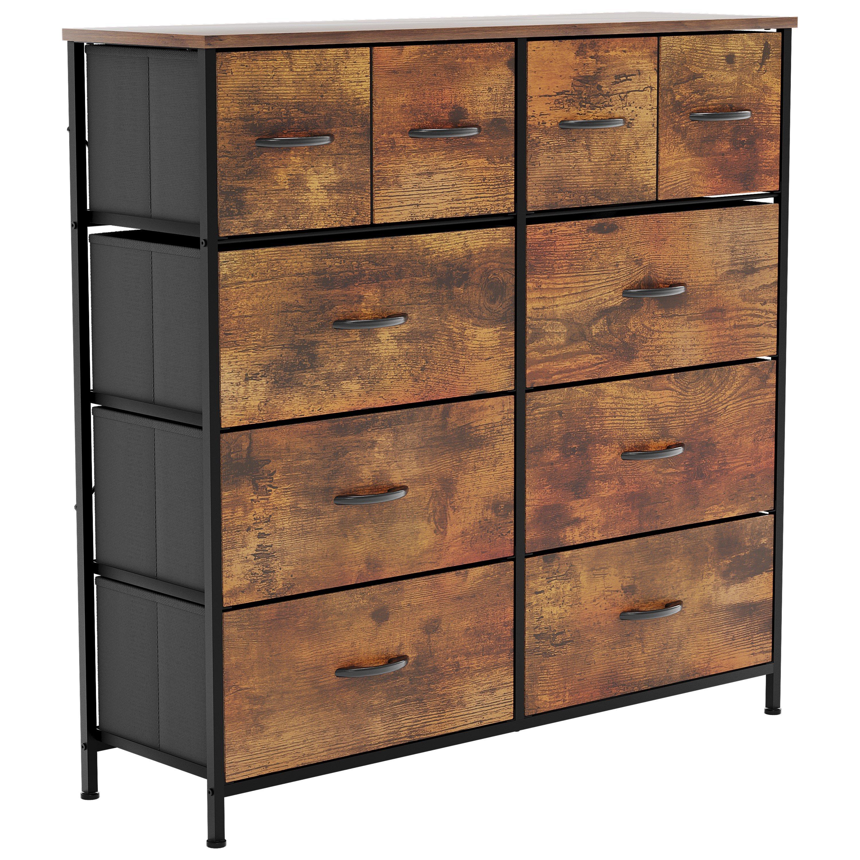 Rustic Brown - Lassic - Chorley 10 Drawer Fabric Storage Chest UKFR - 8