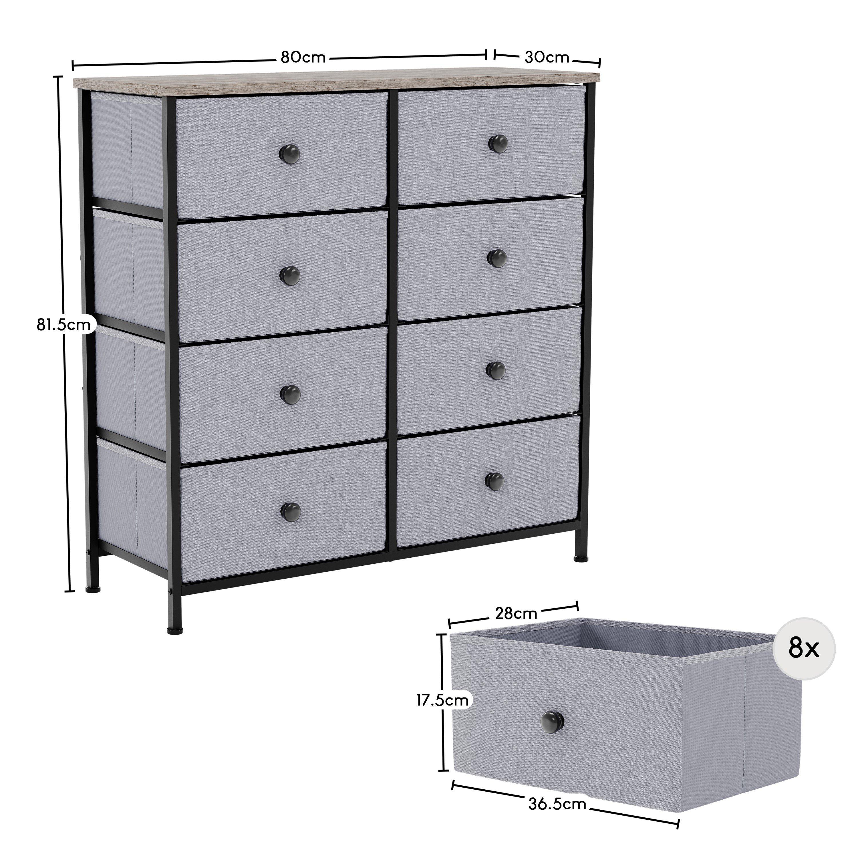 Beige & Grey Wo - Lassic - Chorley 8 Drawer Fabric Storage Chest UKFR - 2